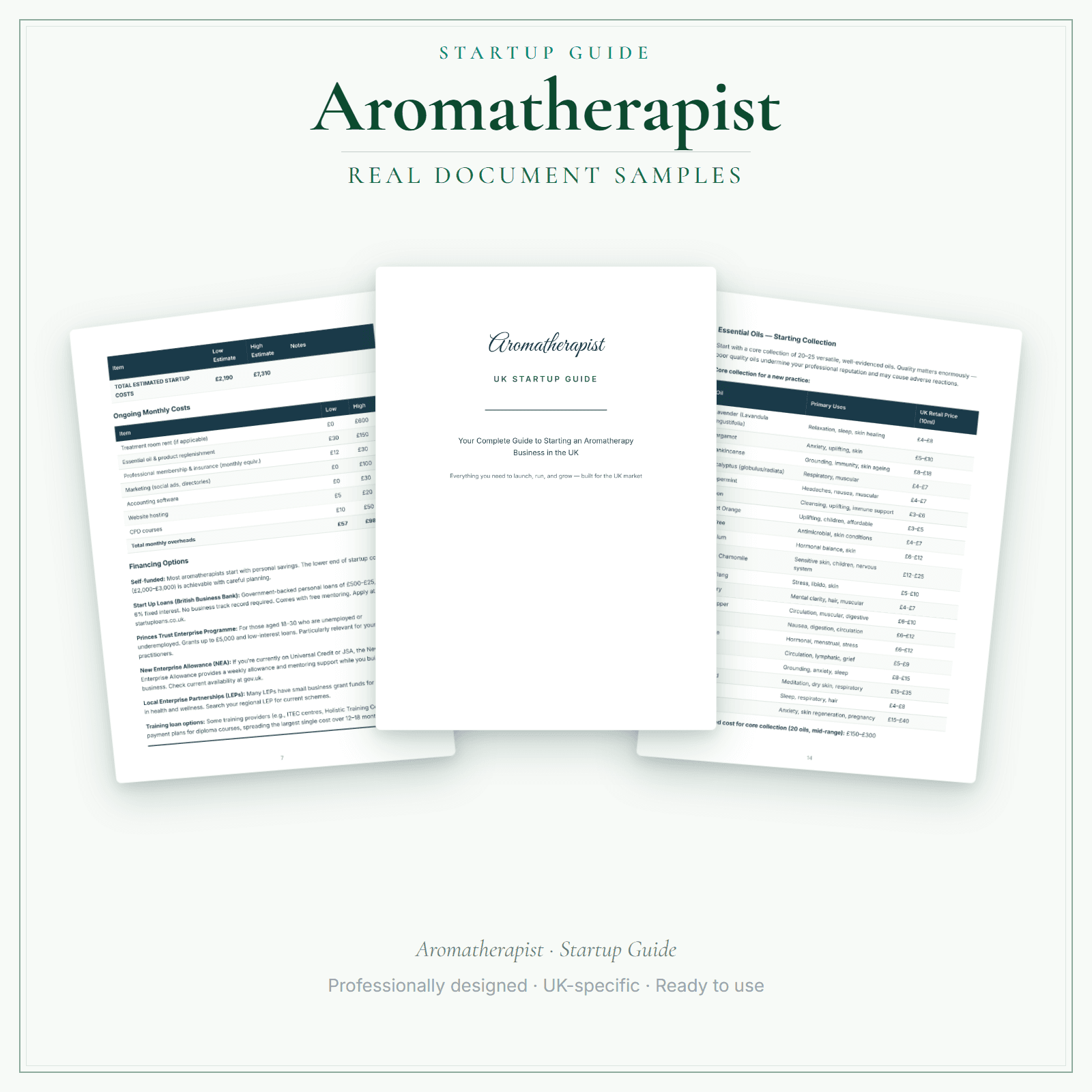 Aromatherapist — Startup Guide sample pages preview