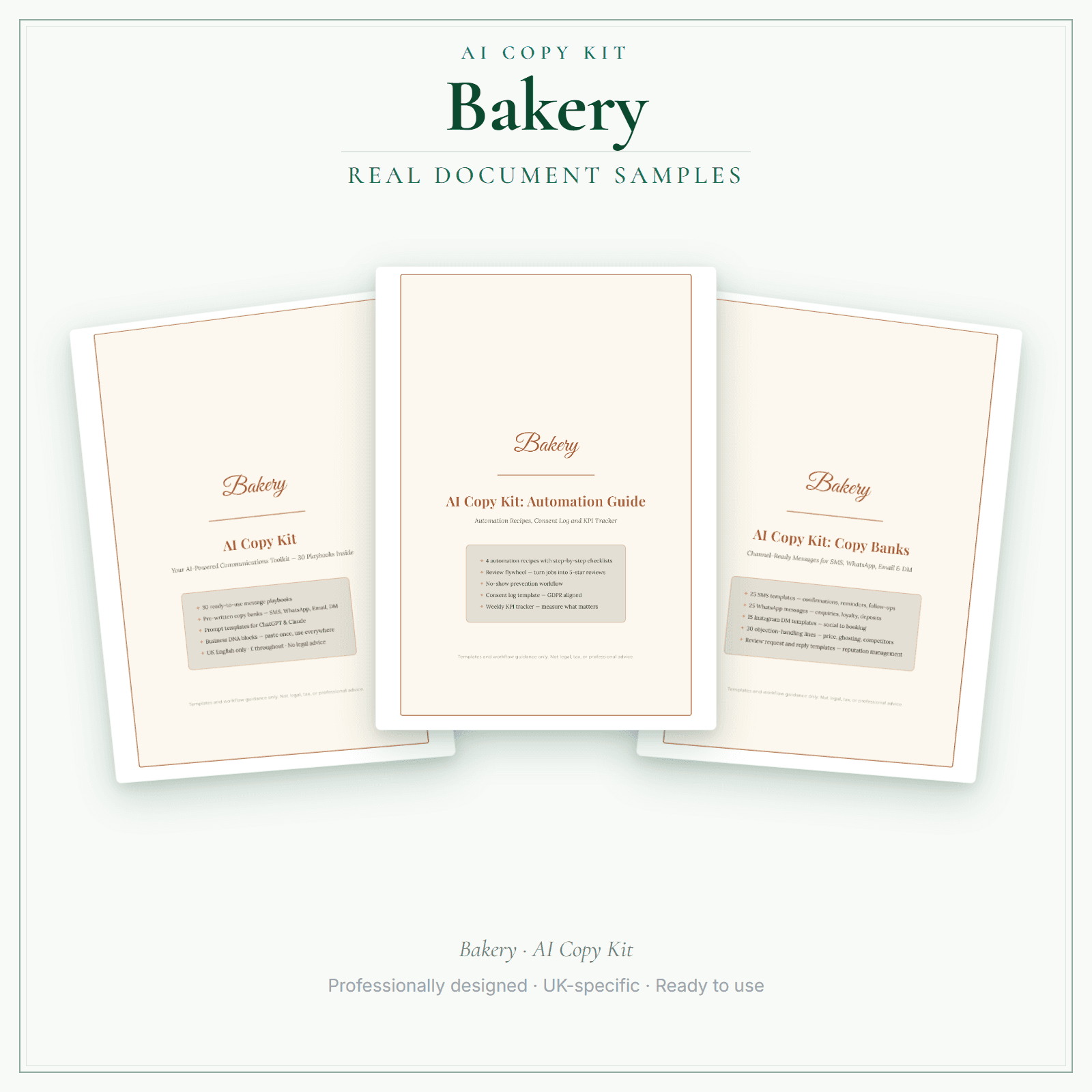 Bakery — AI Copy Kit sample pages preview