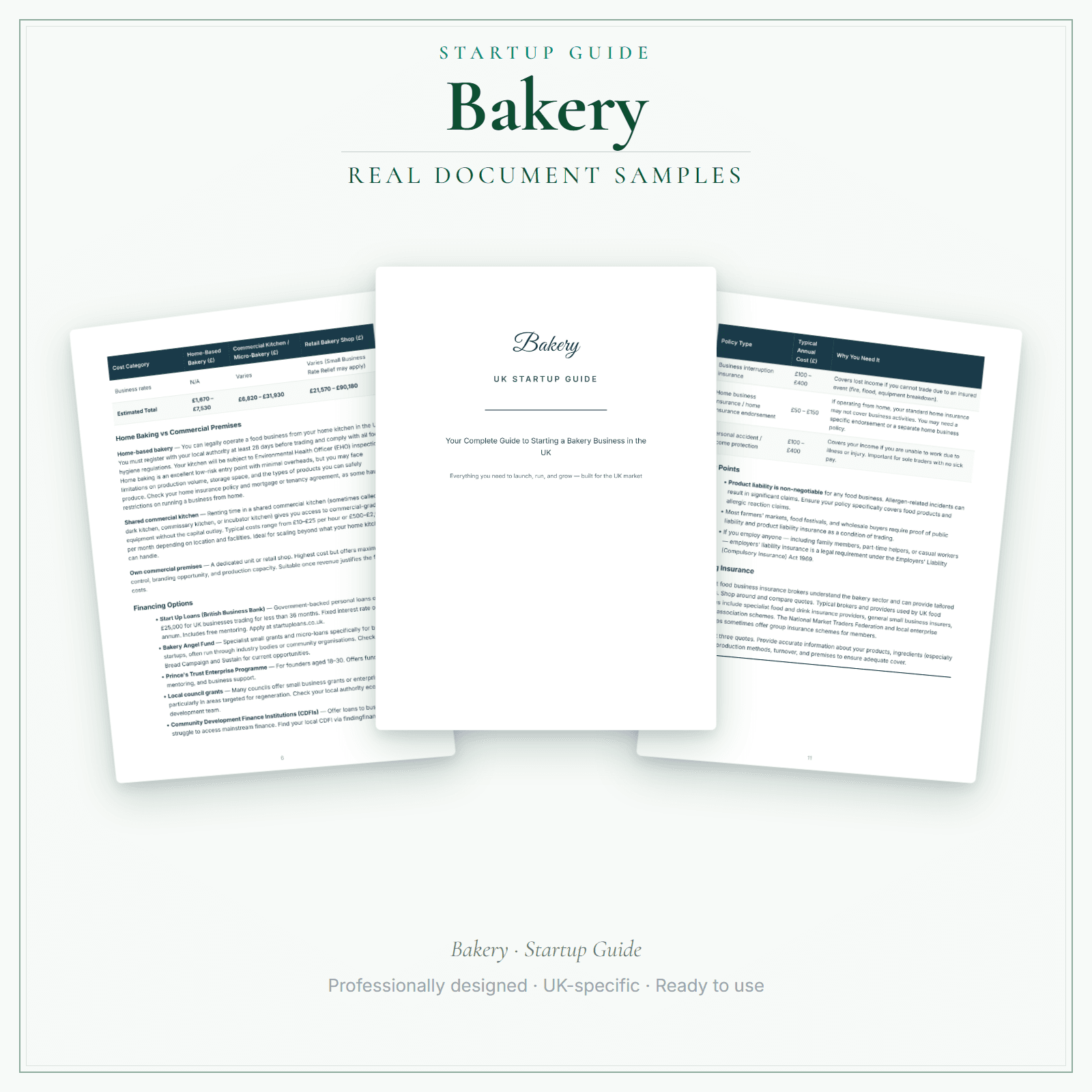 Bakery — Startup Guide sample pages preview