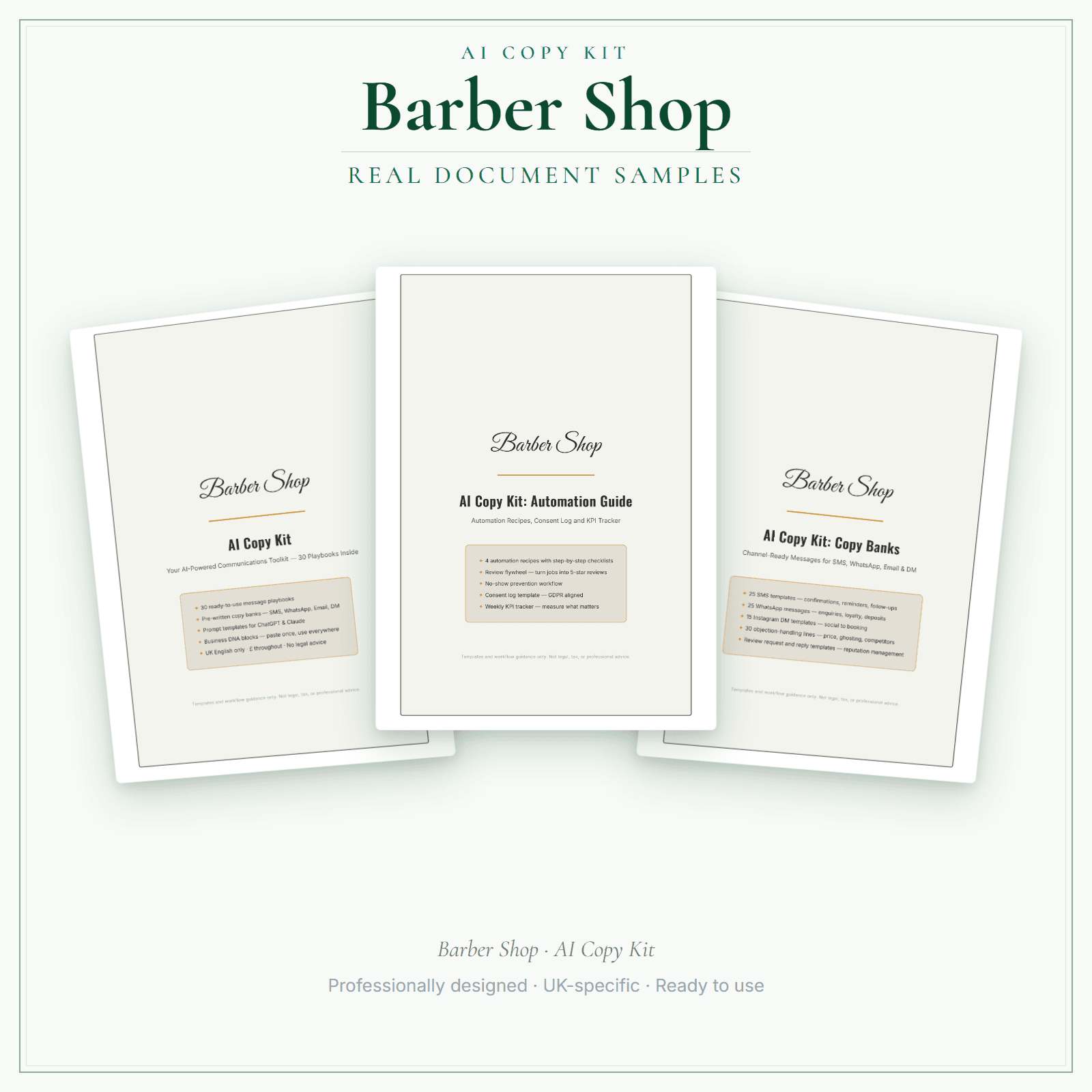 Barber Shop — AI Copy Kit sample pages preview