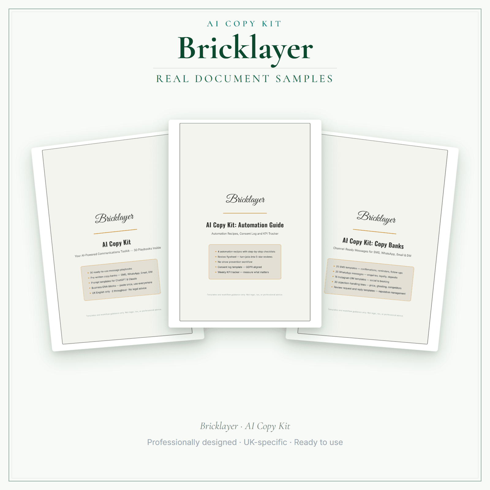 Bricklayer — AI Copy Kit sample pages preview