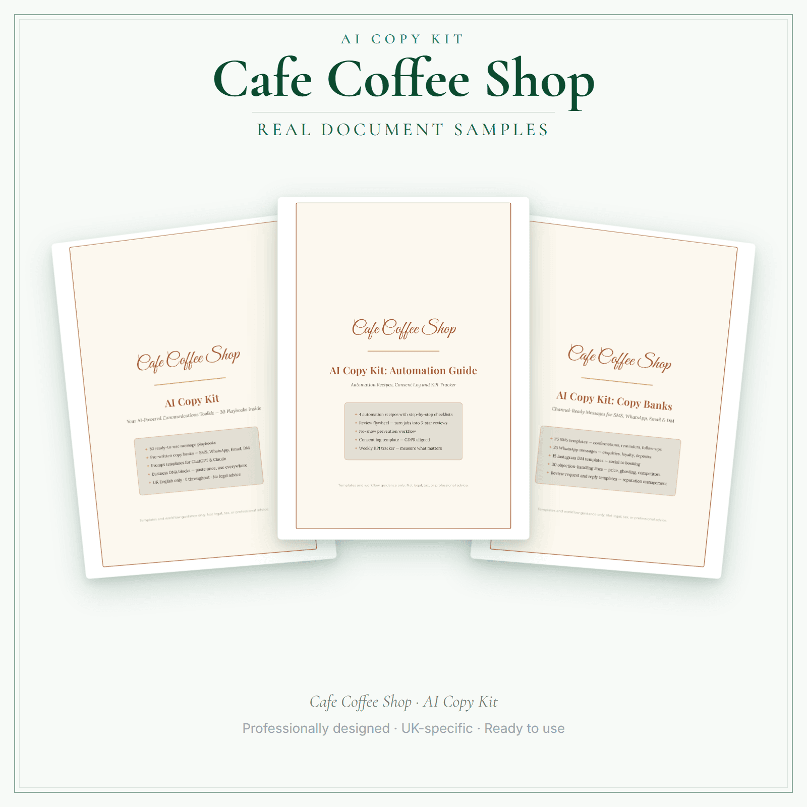 Cafe Coffee Shop — AI Copy Kit sample pages preview