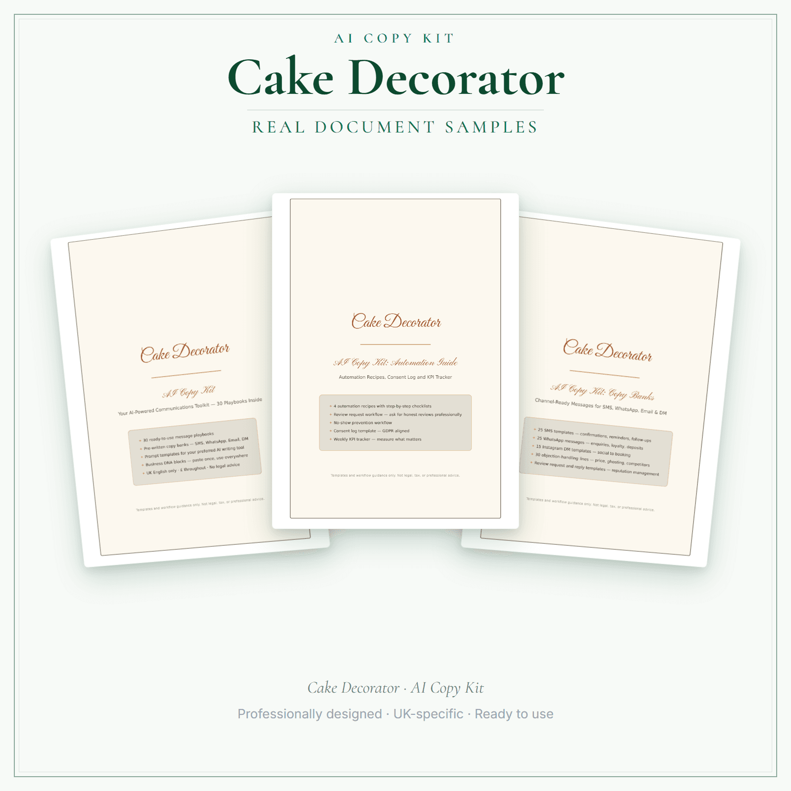 Cake Decorator — AI Copy Kit sample pages preview