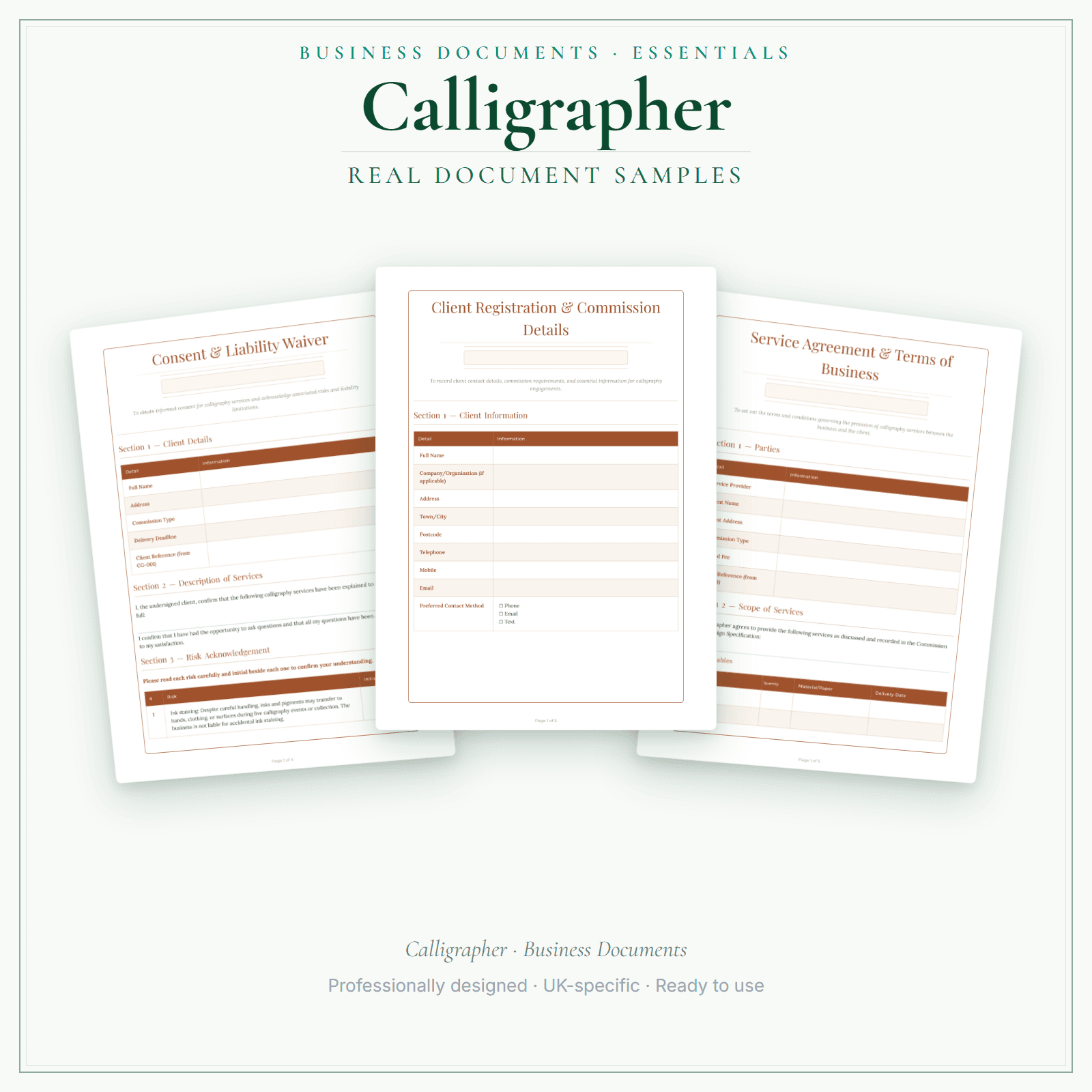 Calligrapher — Business Documents — Essential sample pages preview