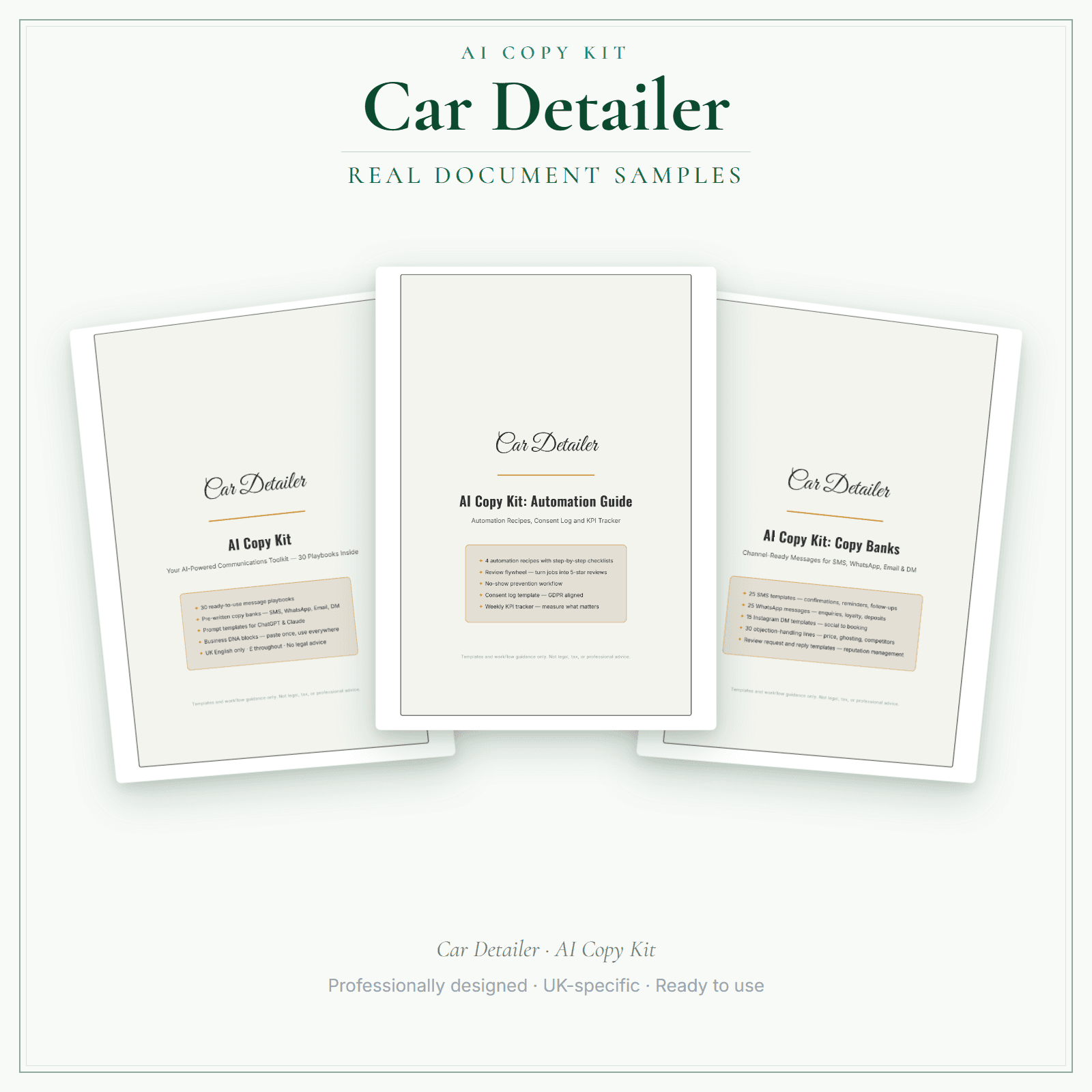 Car Detailer — AI Copy Kit sample pages preview