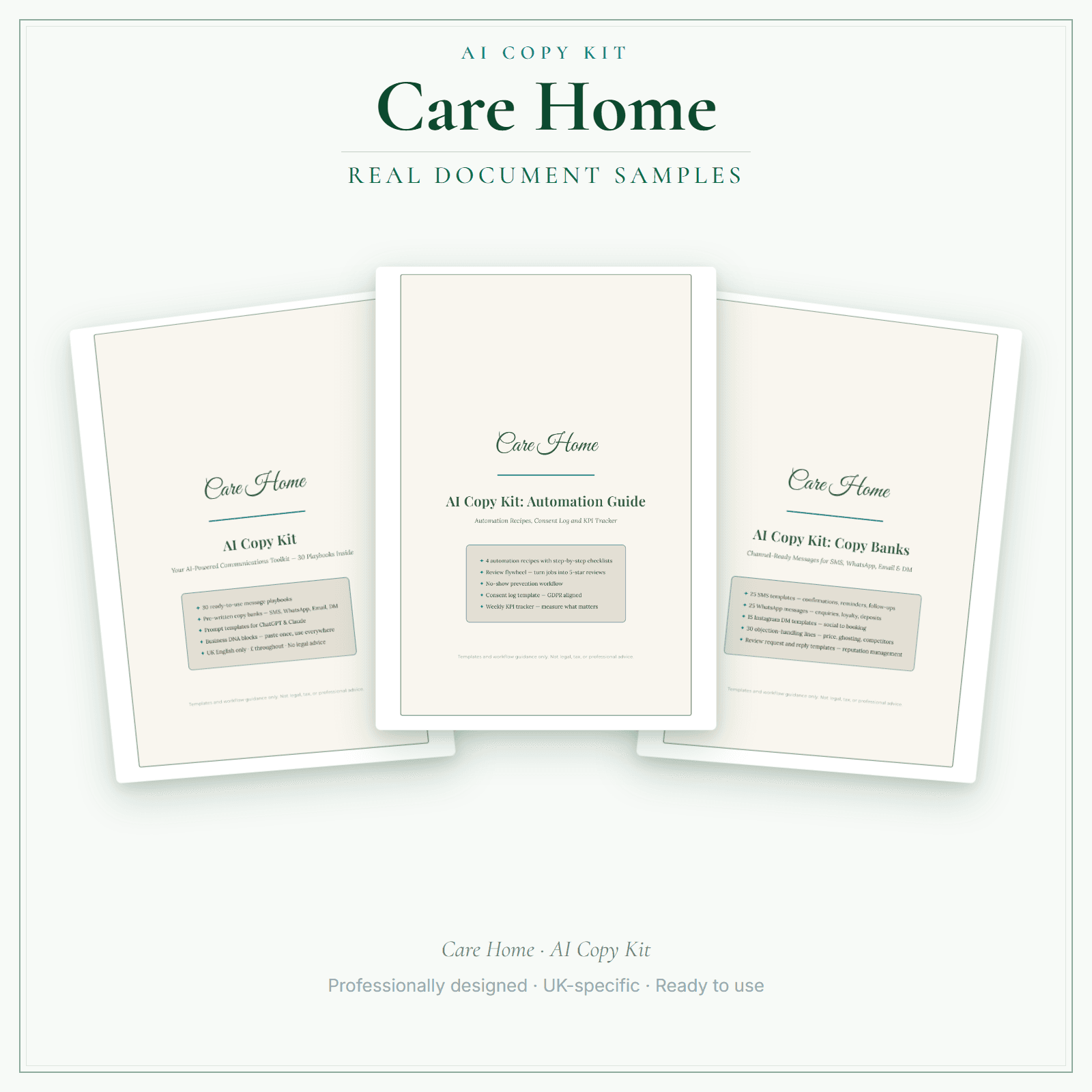 Care Home — AI Copy Kit sample pages preview