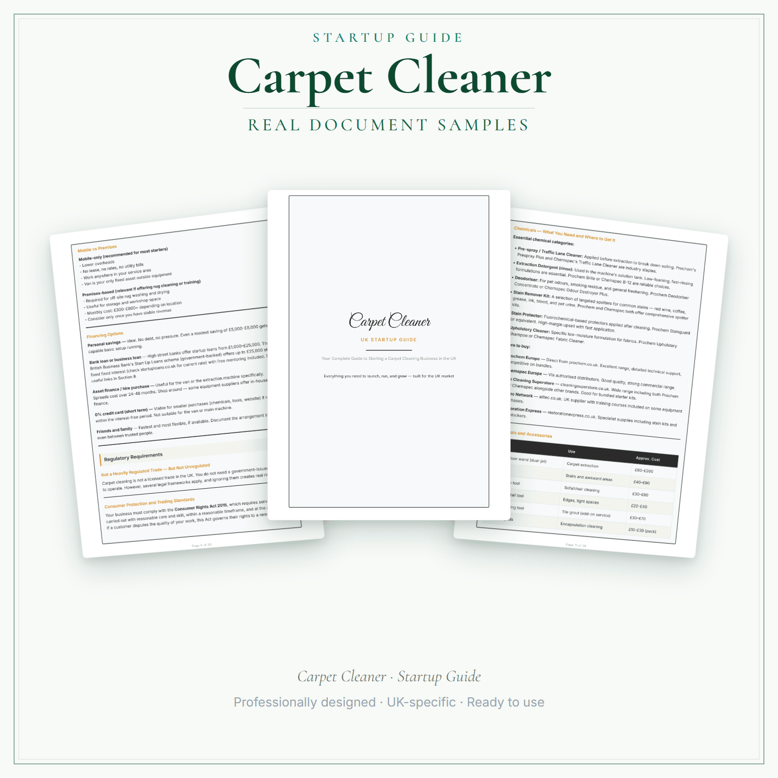 Carpet Cleaner — Startup Guide sample pages preview