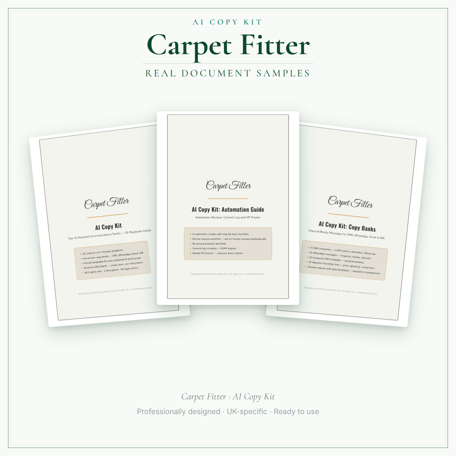 Carpet Fitter — AI Copy Kit sample pages preview