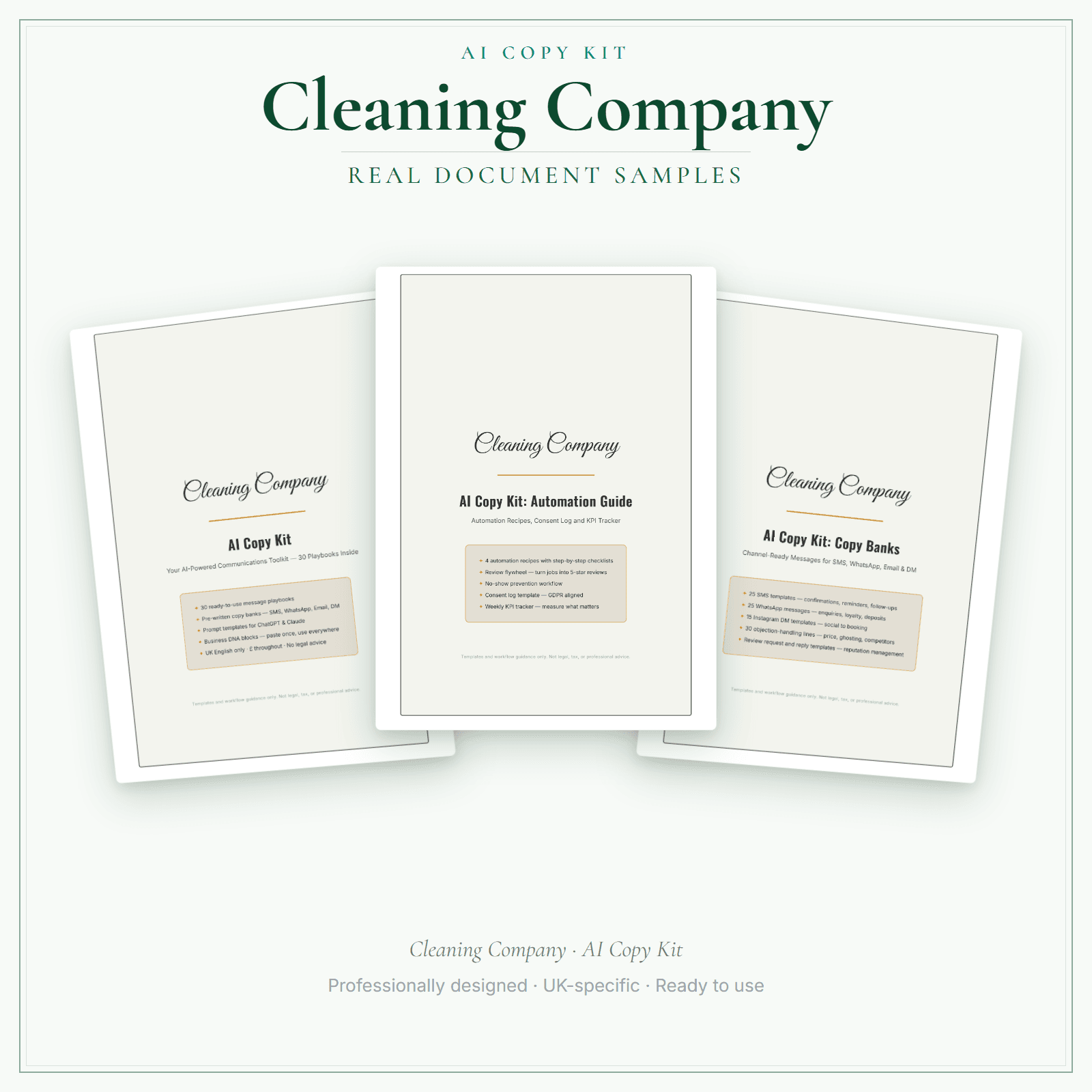 Cleaning Company — AI Copy Kit sample pages preview