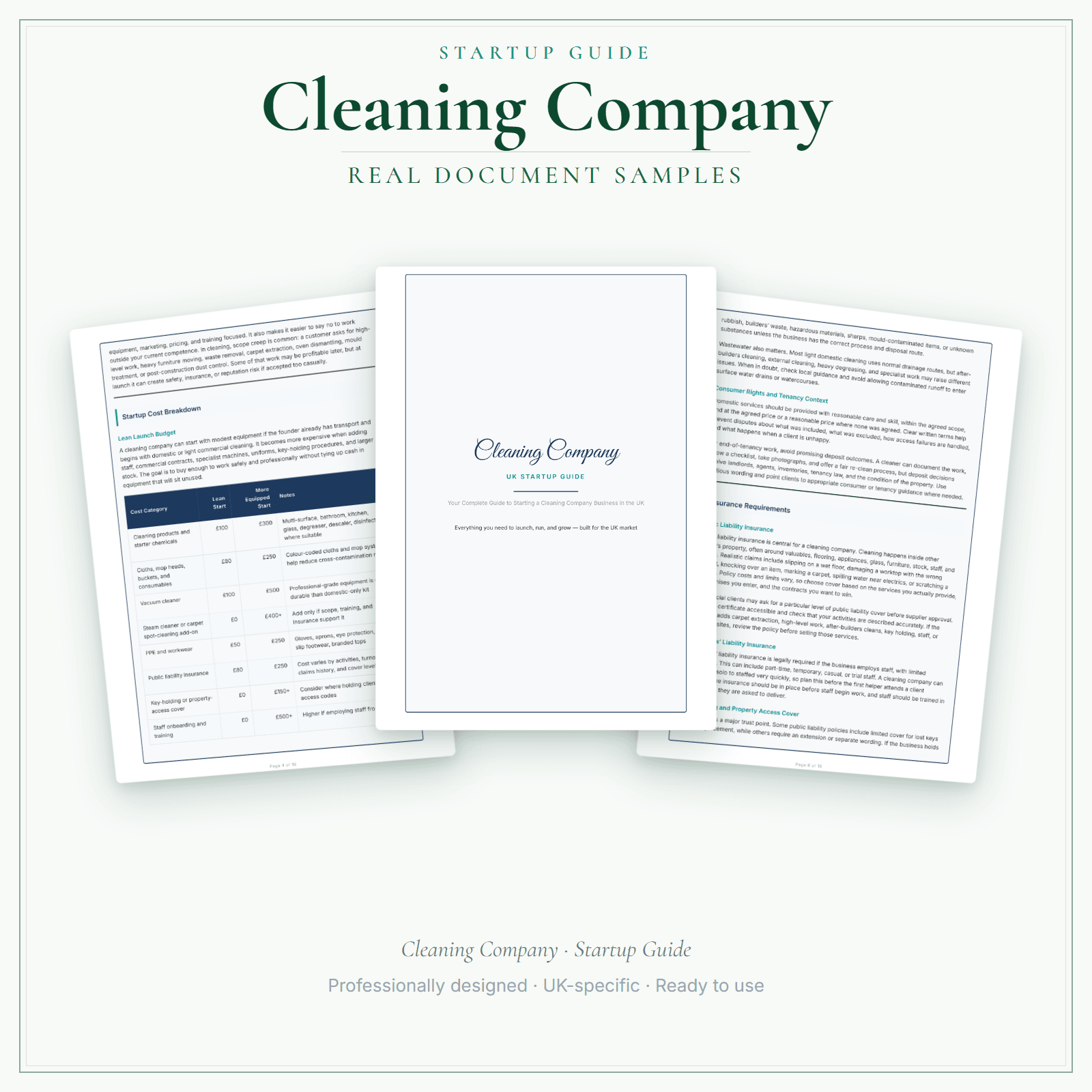Cleaning Company — Startup Guide sample pages preview
