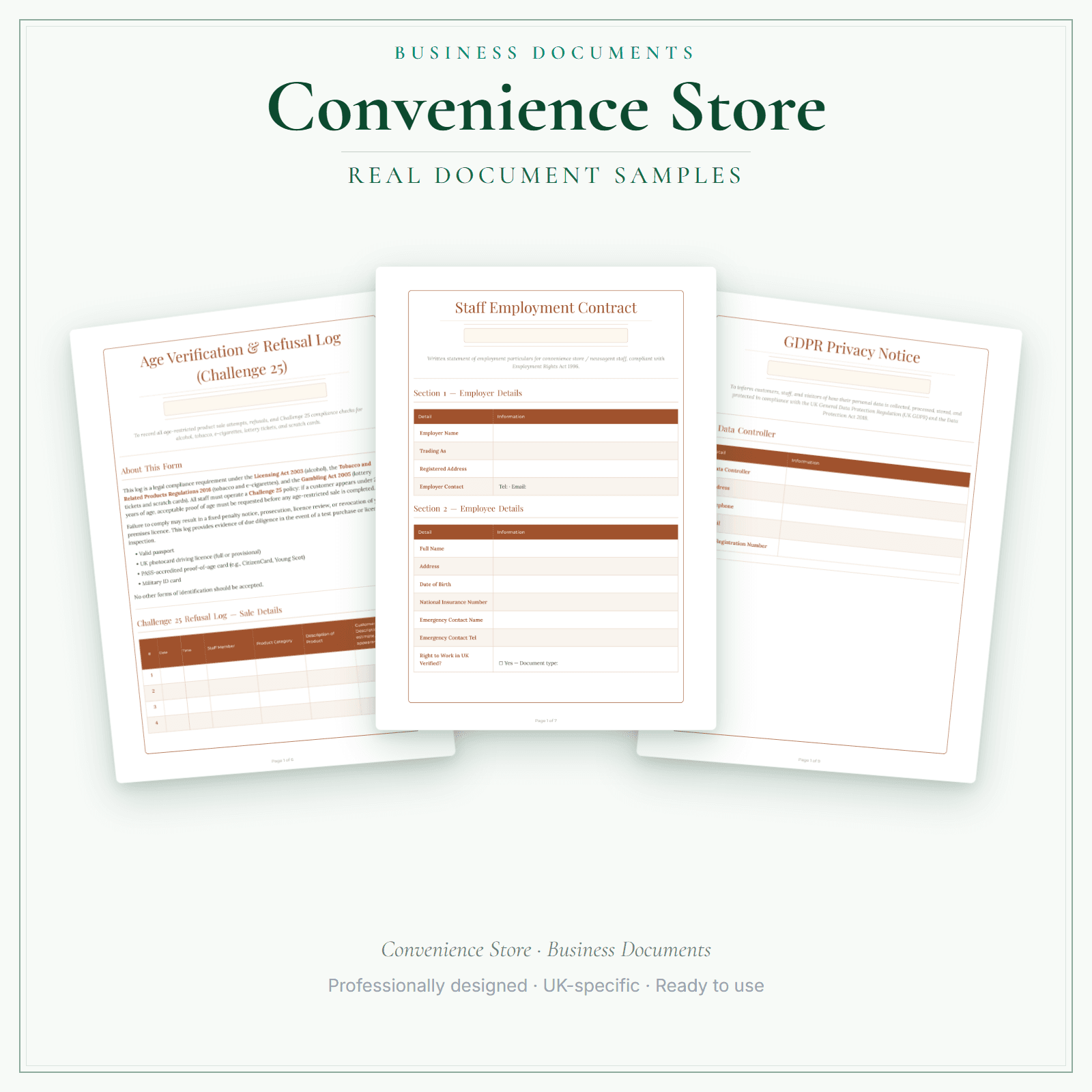 Convenience Store — Business Documents — Premium sample pages preview