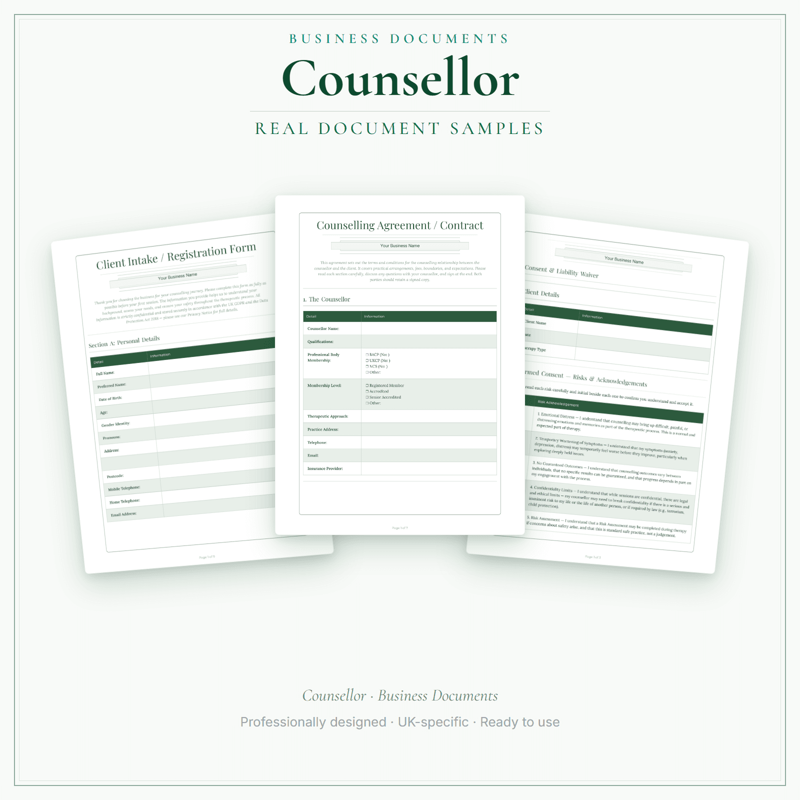 Counsellor — Business Documents — Premium sample pages preview