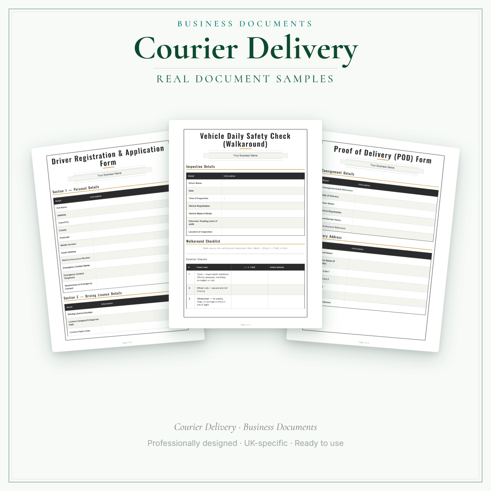 Courier Delivery — Business Documents — Premium sample pages preview