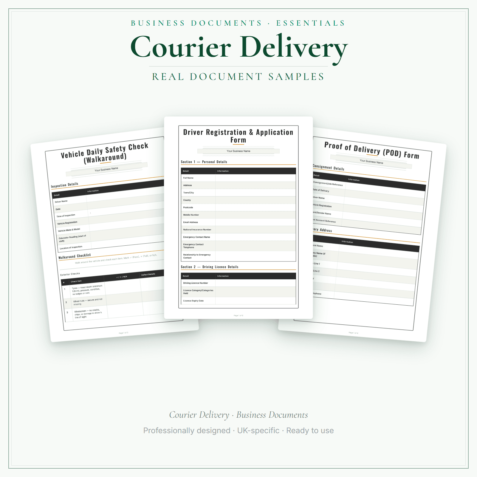 Courier Delivery — Business Documents — Essential sample pages preview