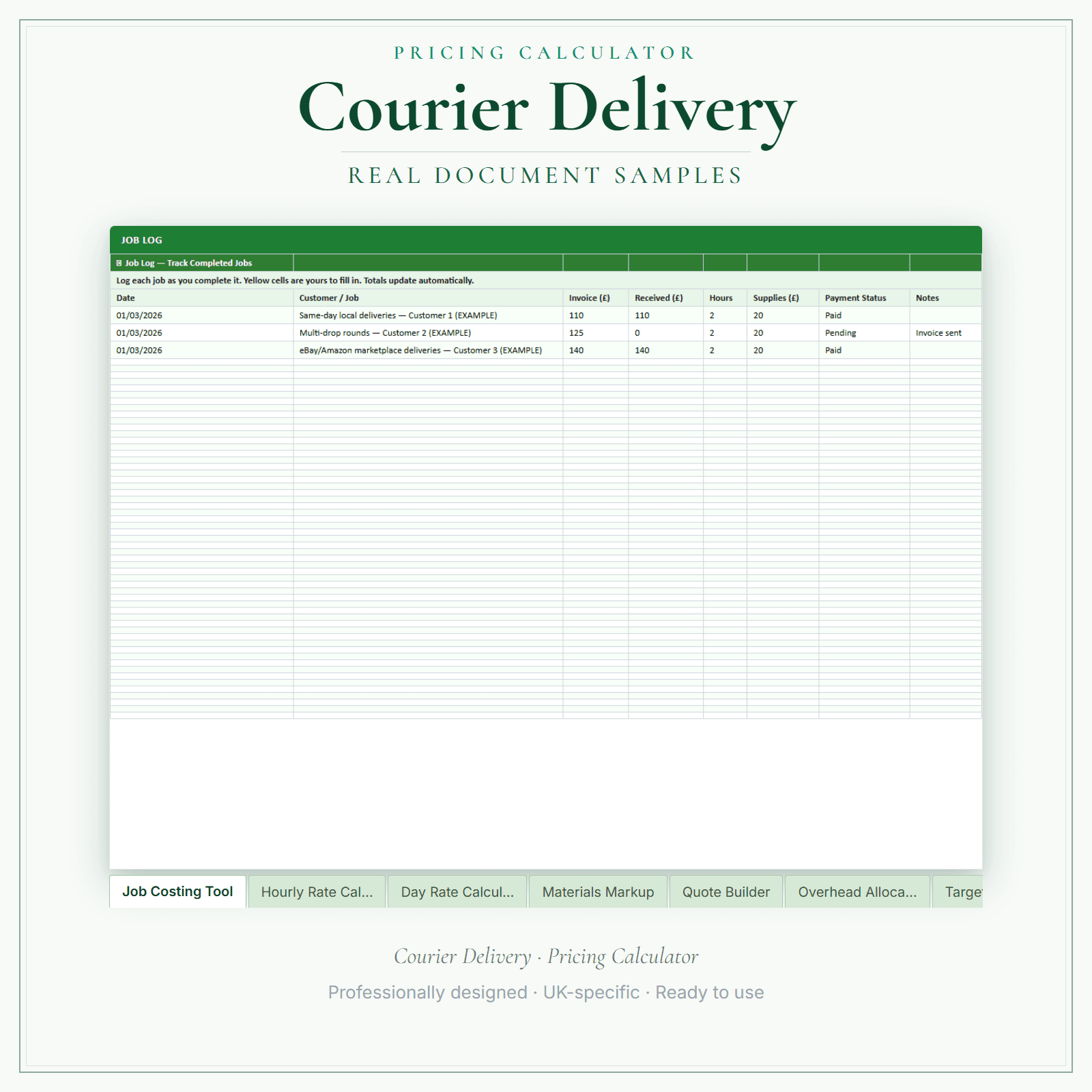 Courier Delivery — Pricing Calculator — Premium sample pages preview