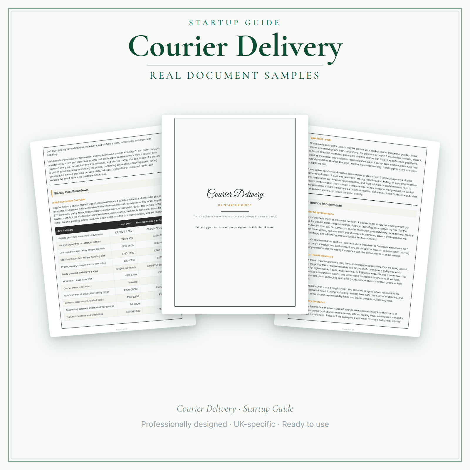 Courier Delivery — Startup Guide sample pages preview