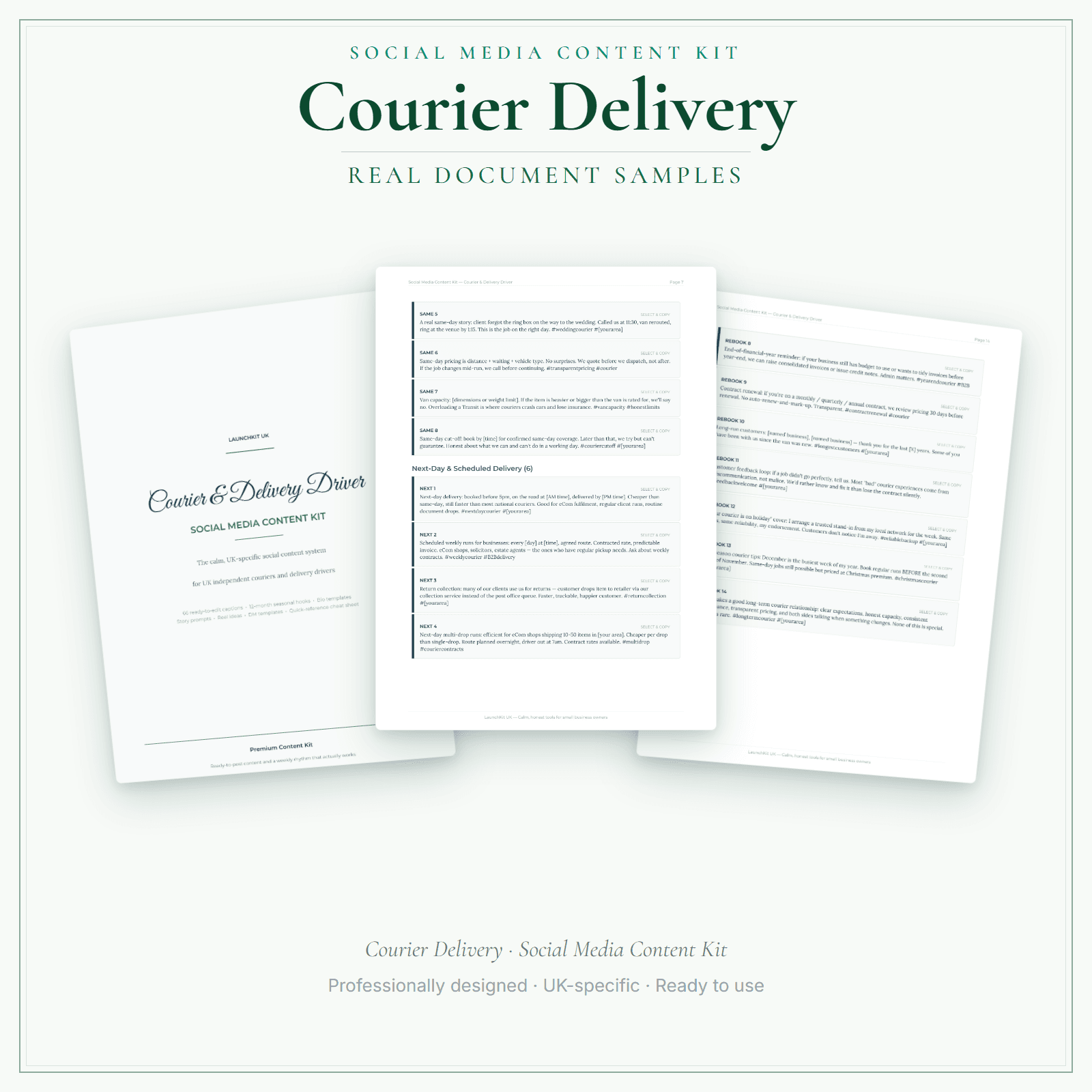 Courier Delivery — Social Media Content Kit sample pages preview