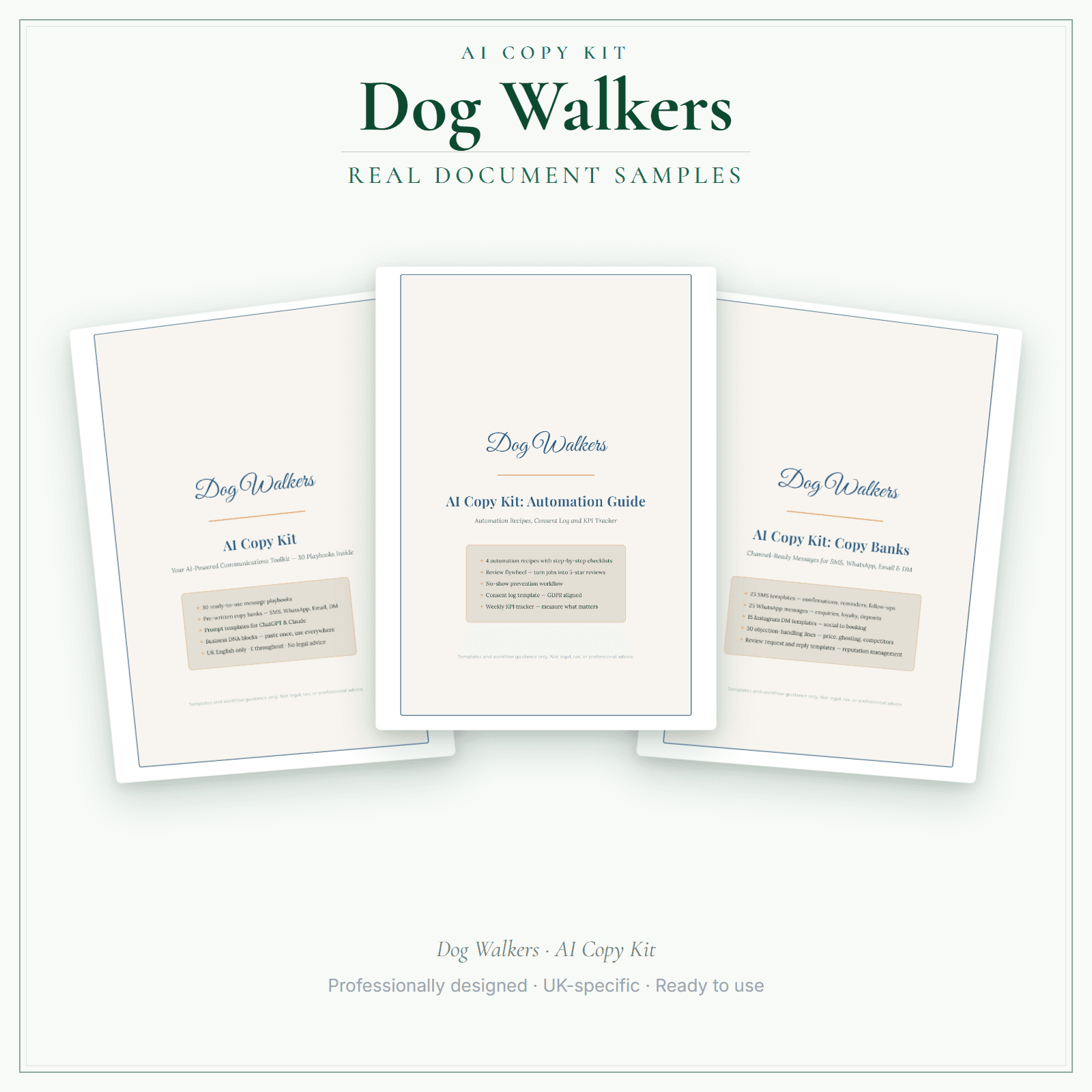 Dog Walkers — AI Copy Kit sample pages preview