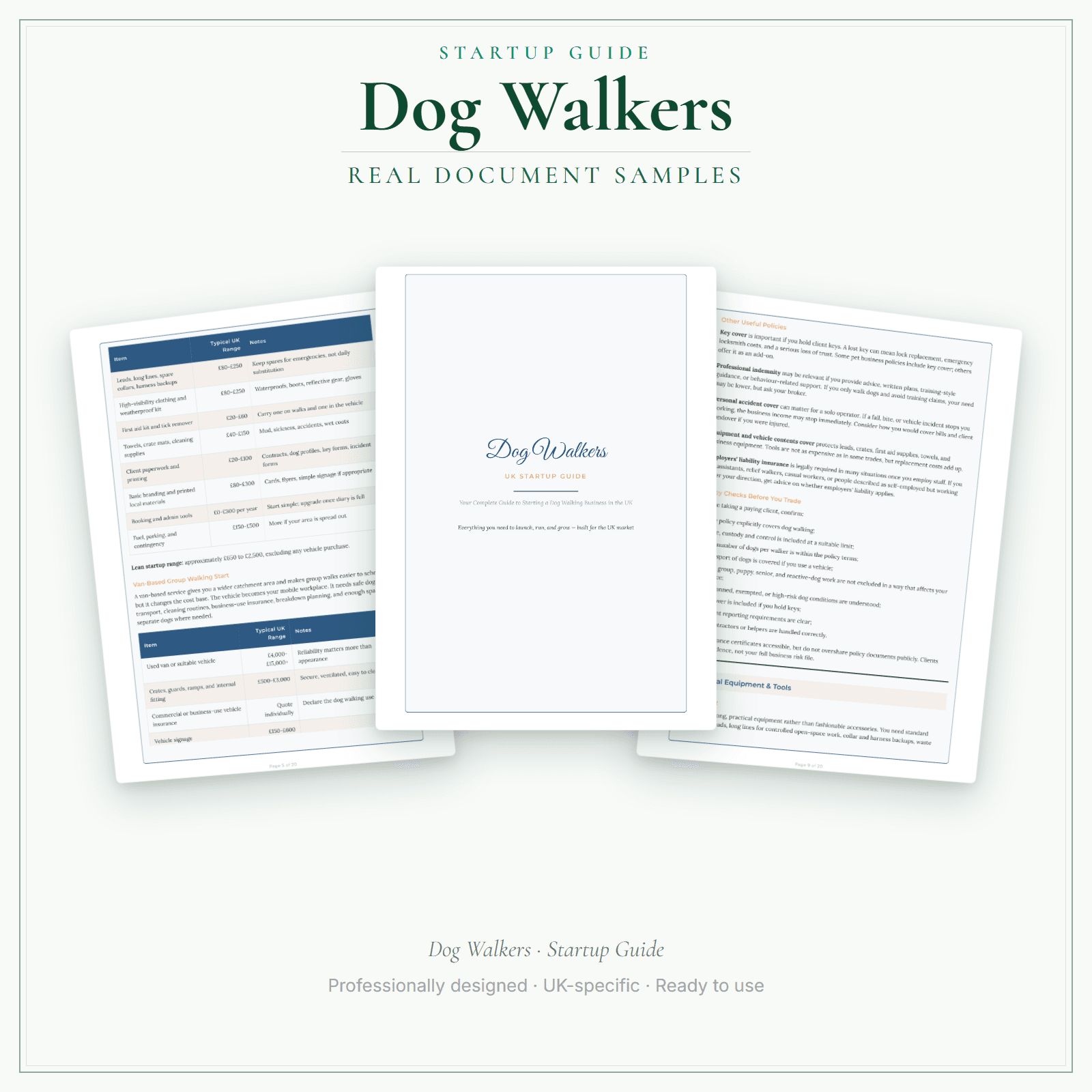 Dog Walkers — Startup Guide sample pages preview