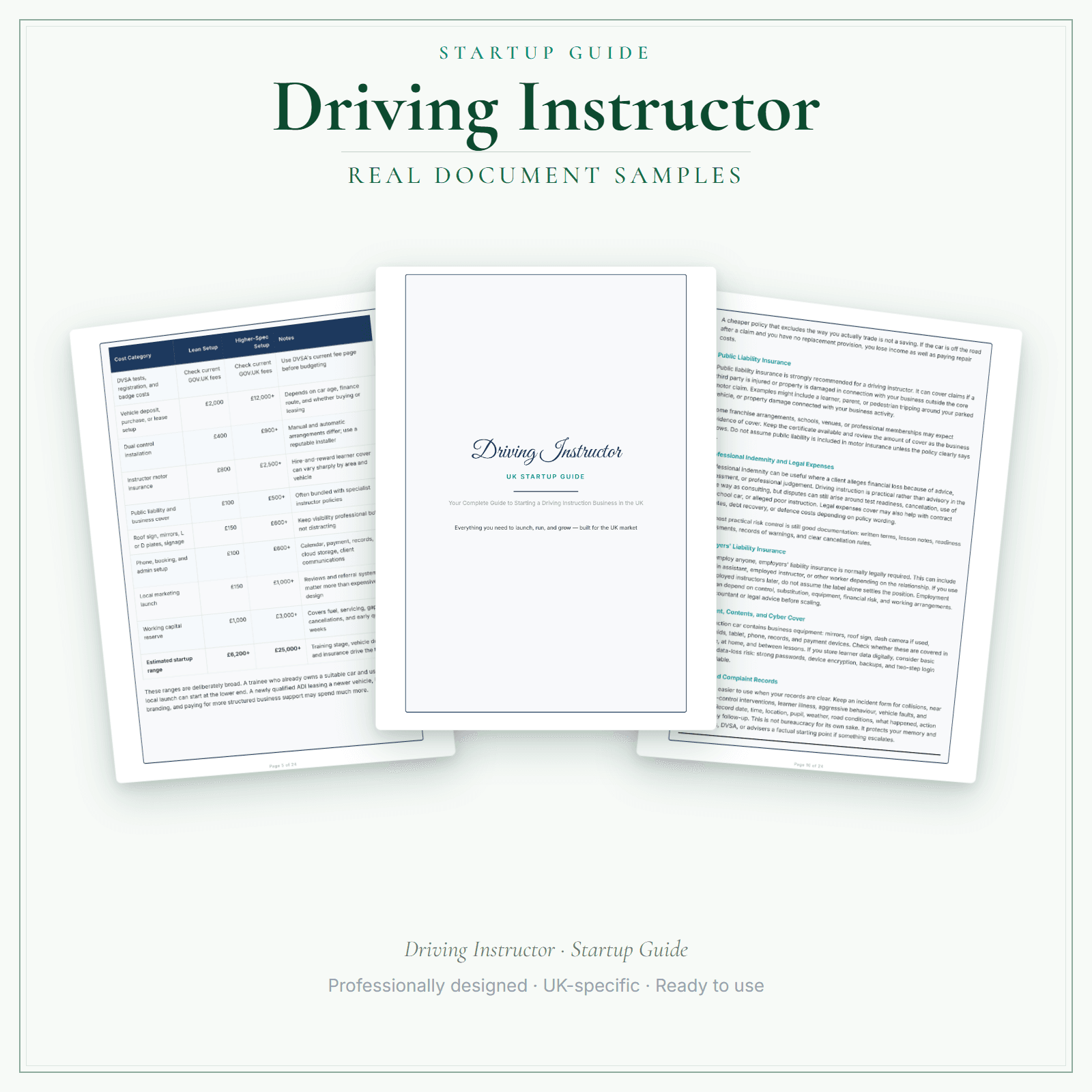 Driving Instructor — Startup Guide sample pages preview