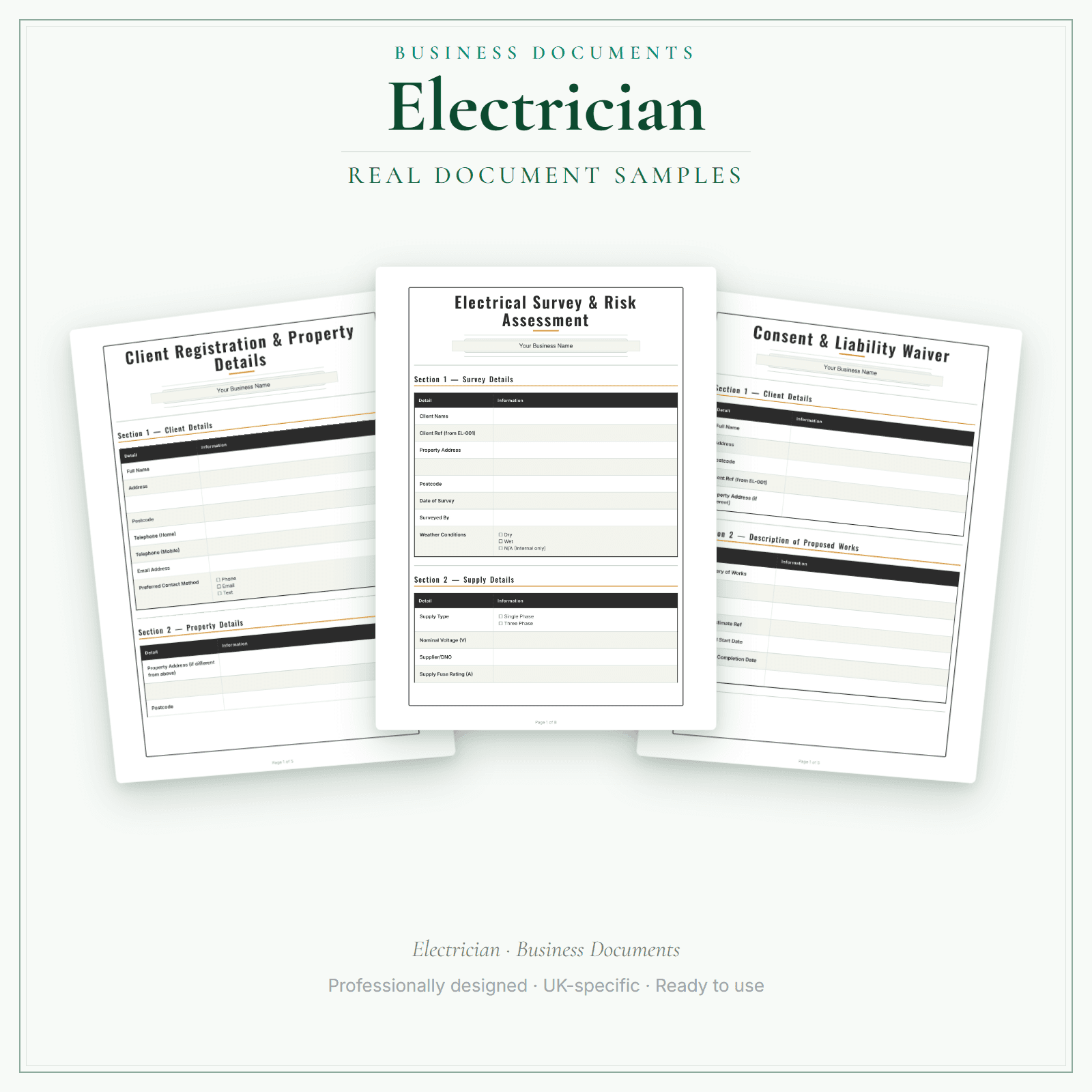 Electrician — Business Starter Stack sample pages preview