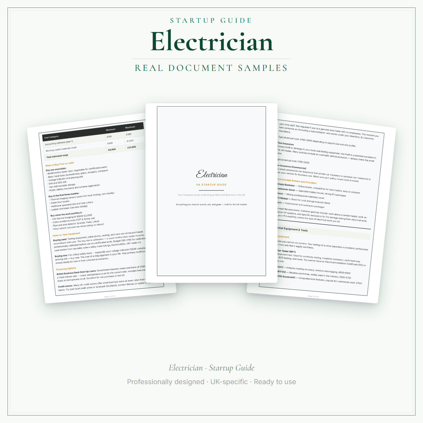 Electrician — Startup Guide sample pages preview