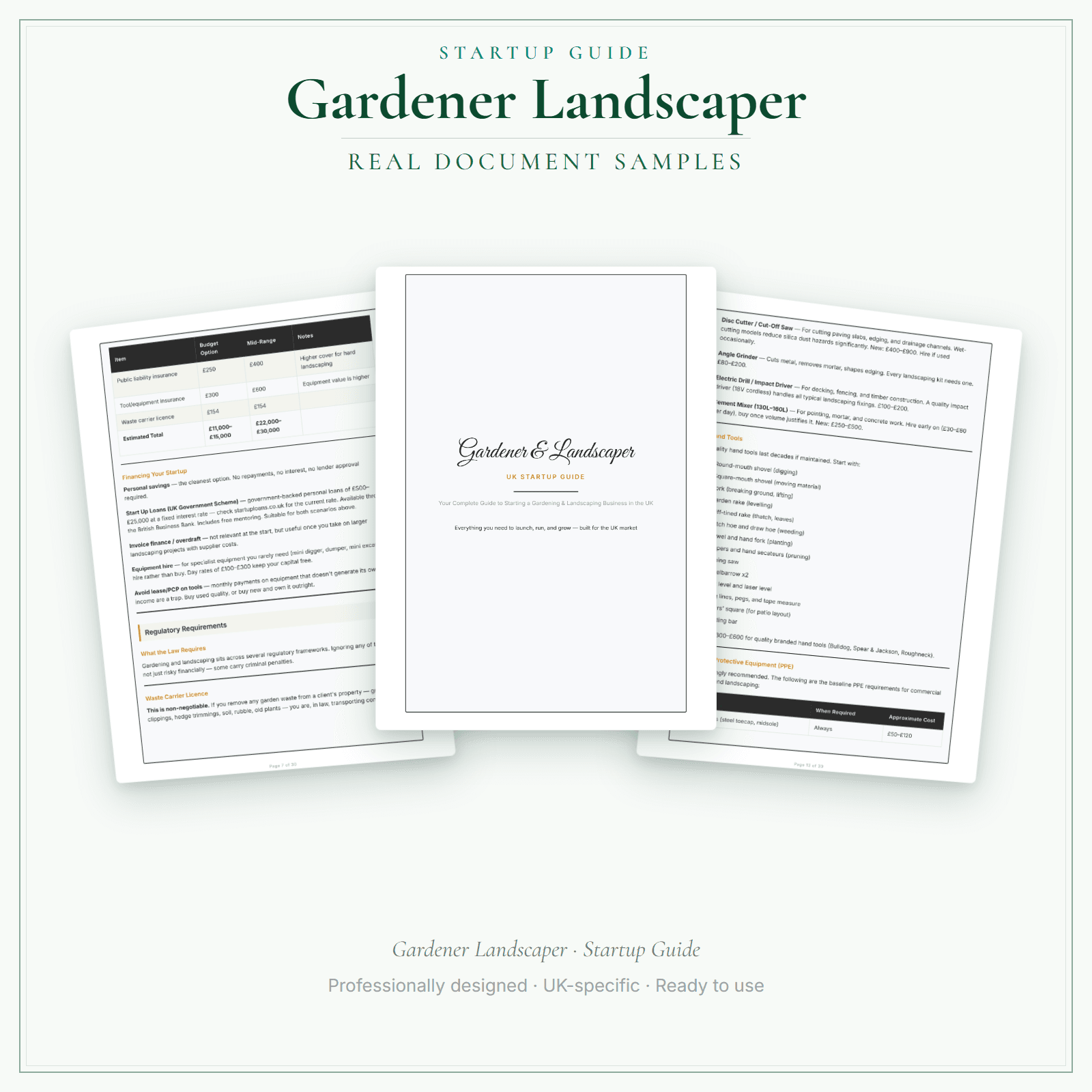 Gardener Landscaper — Startup Guide sample pages preview