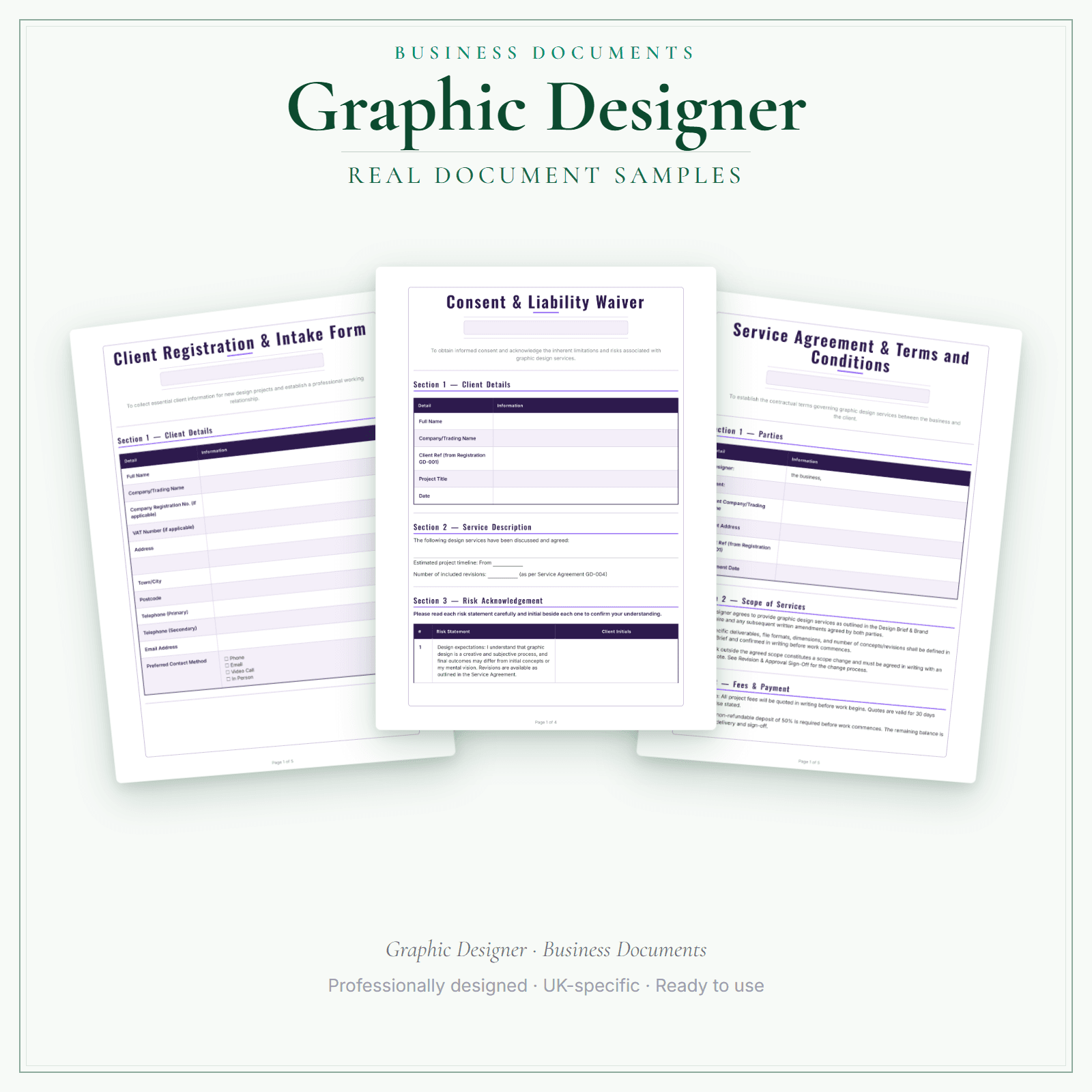 Graphic Designer — Business Documents — Premium sample pages preview