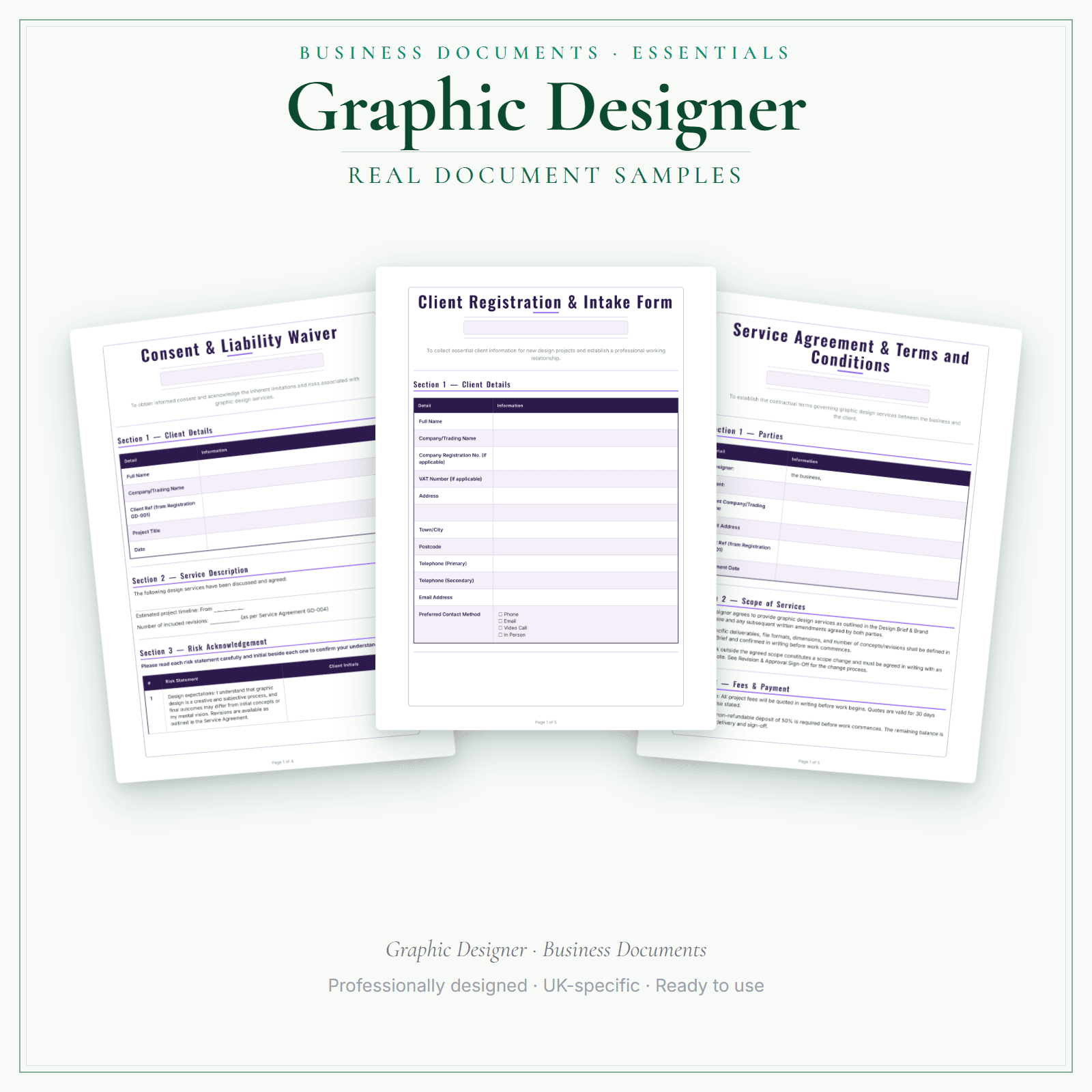 Graphic Designer — Business Documents — Essential sample pages preview