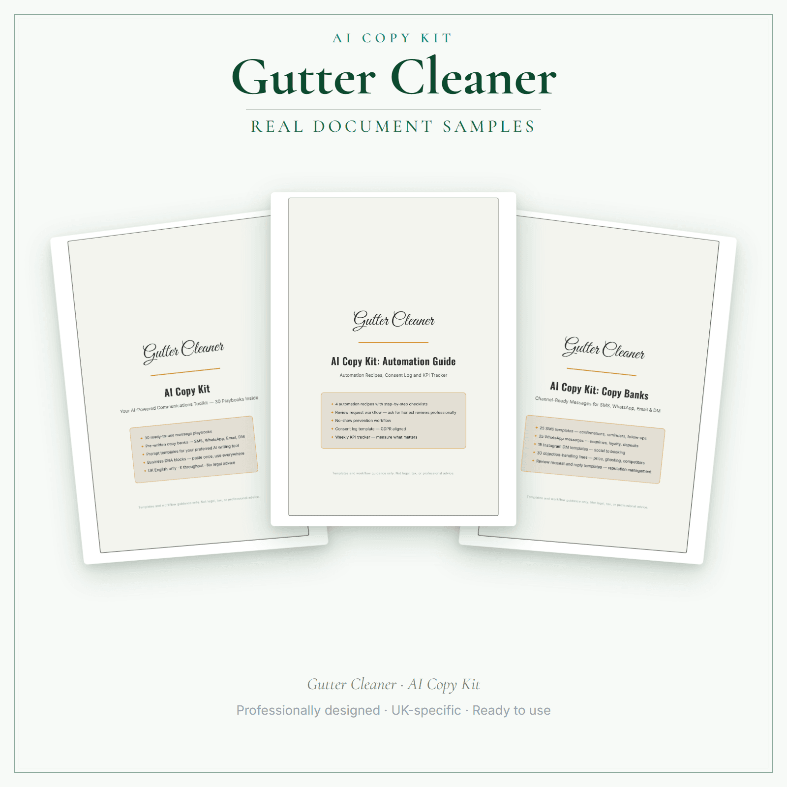 Gutter Cleaner — AI Copy Kit sample pages preview
