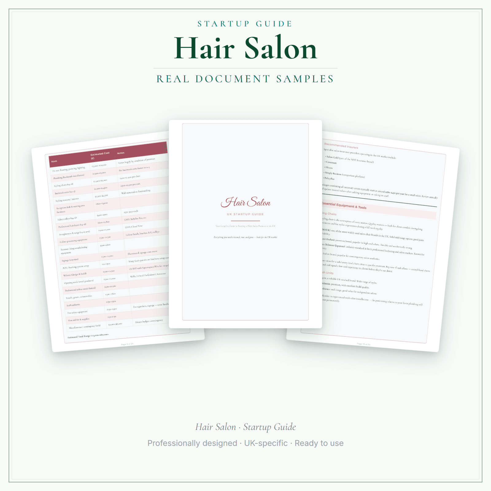 Hair Salon — Startup Guide sample pages preview