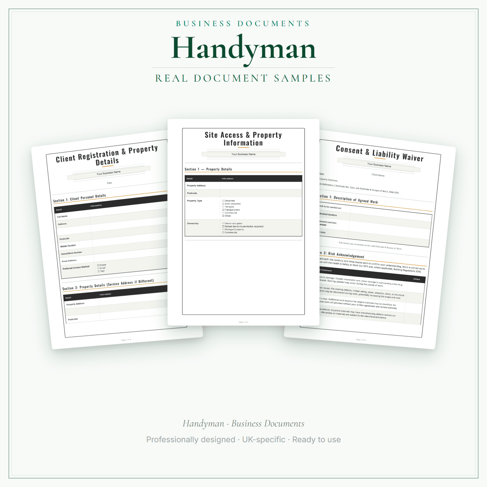 Handyman — Business Documents — Premium sample pages preview