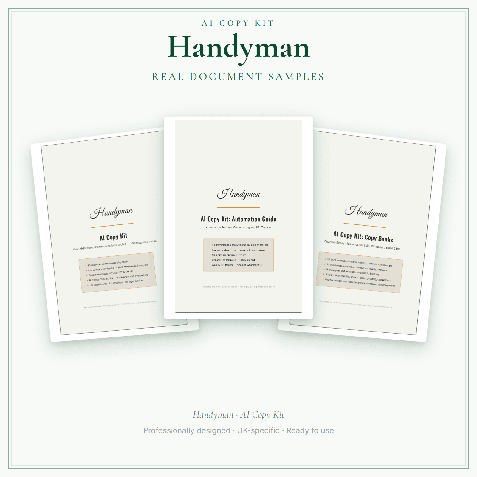 Handyman — AI Copy Kit sample pages preview