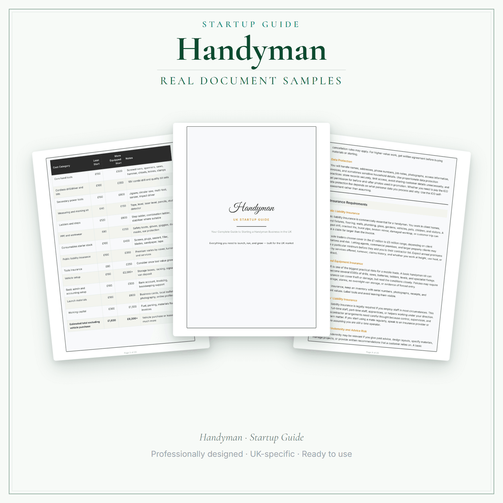 Handyman — Startup Guide sample pages preview