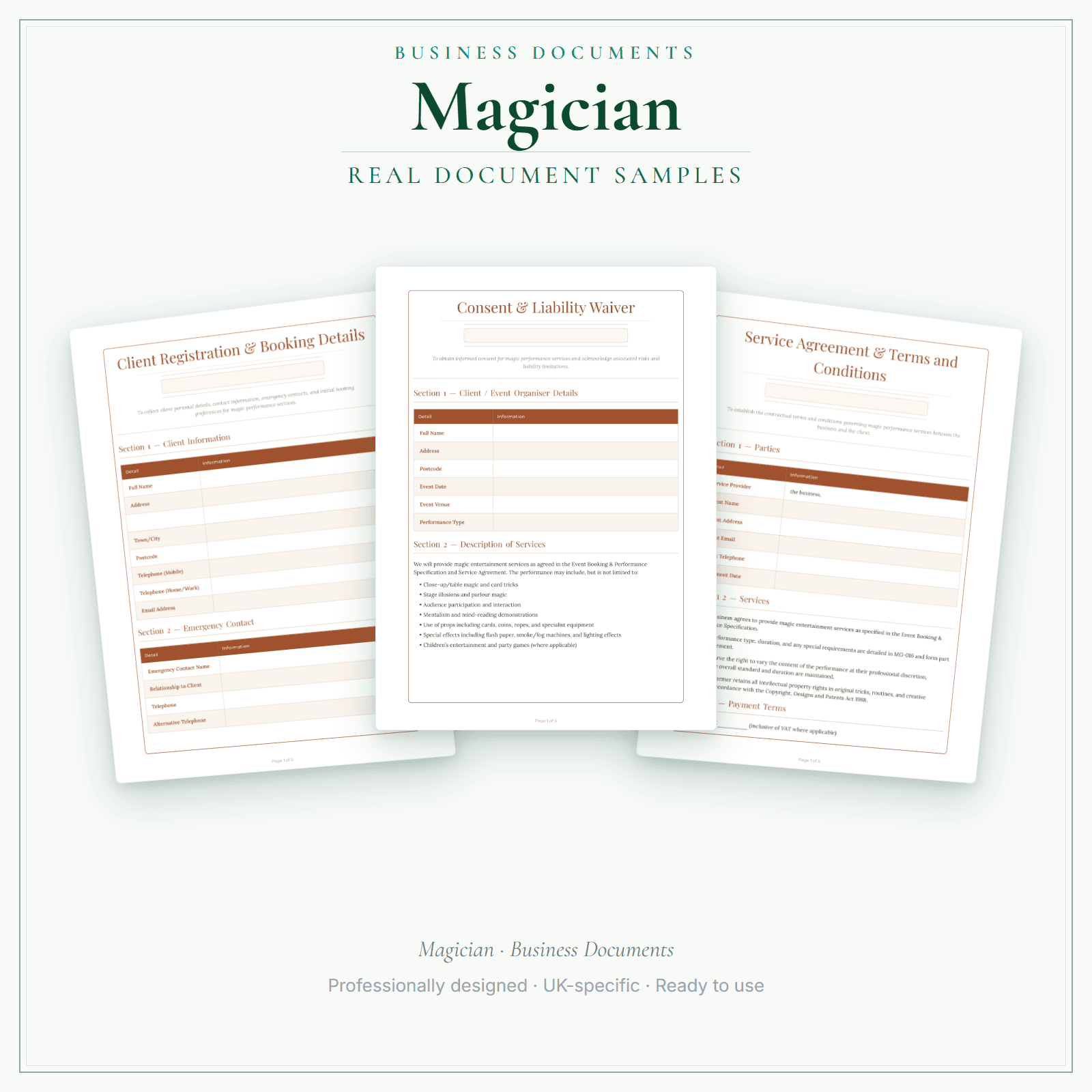 Magician — Business Documents — Premium sample pages preview