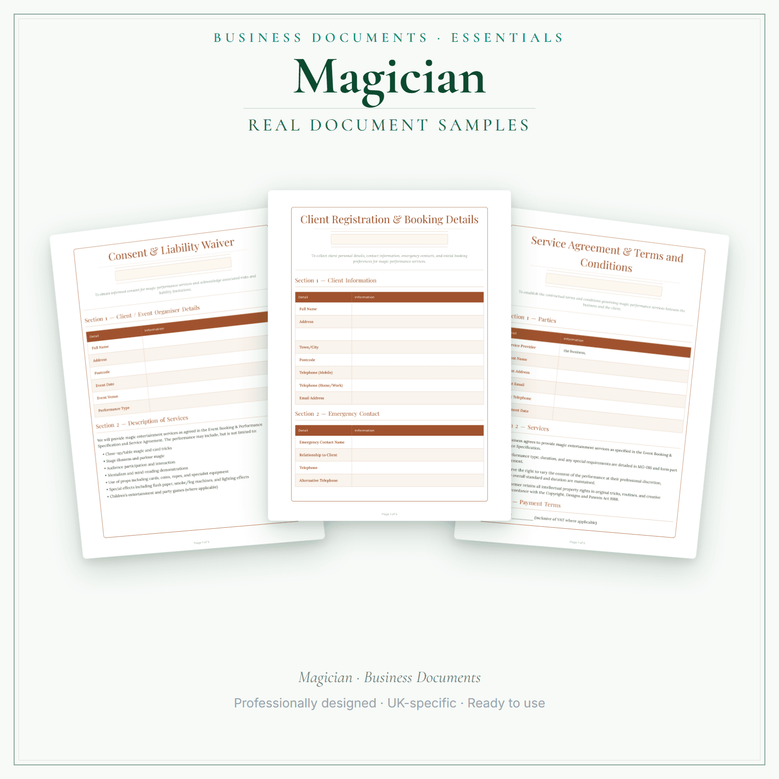 Magician — Business Documents — Essential sample pages preview