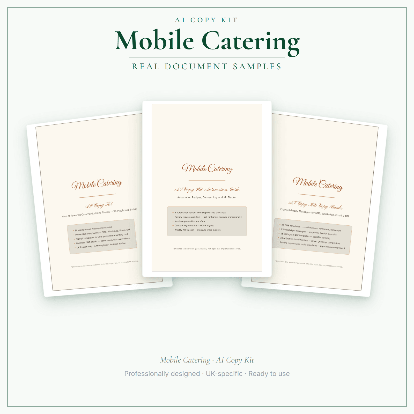 Mobile Catering — AI Copy Kit sample pages preview