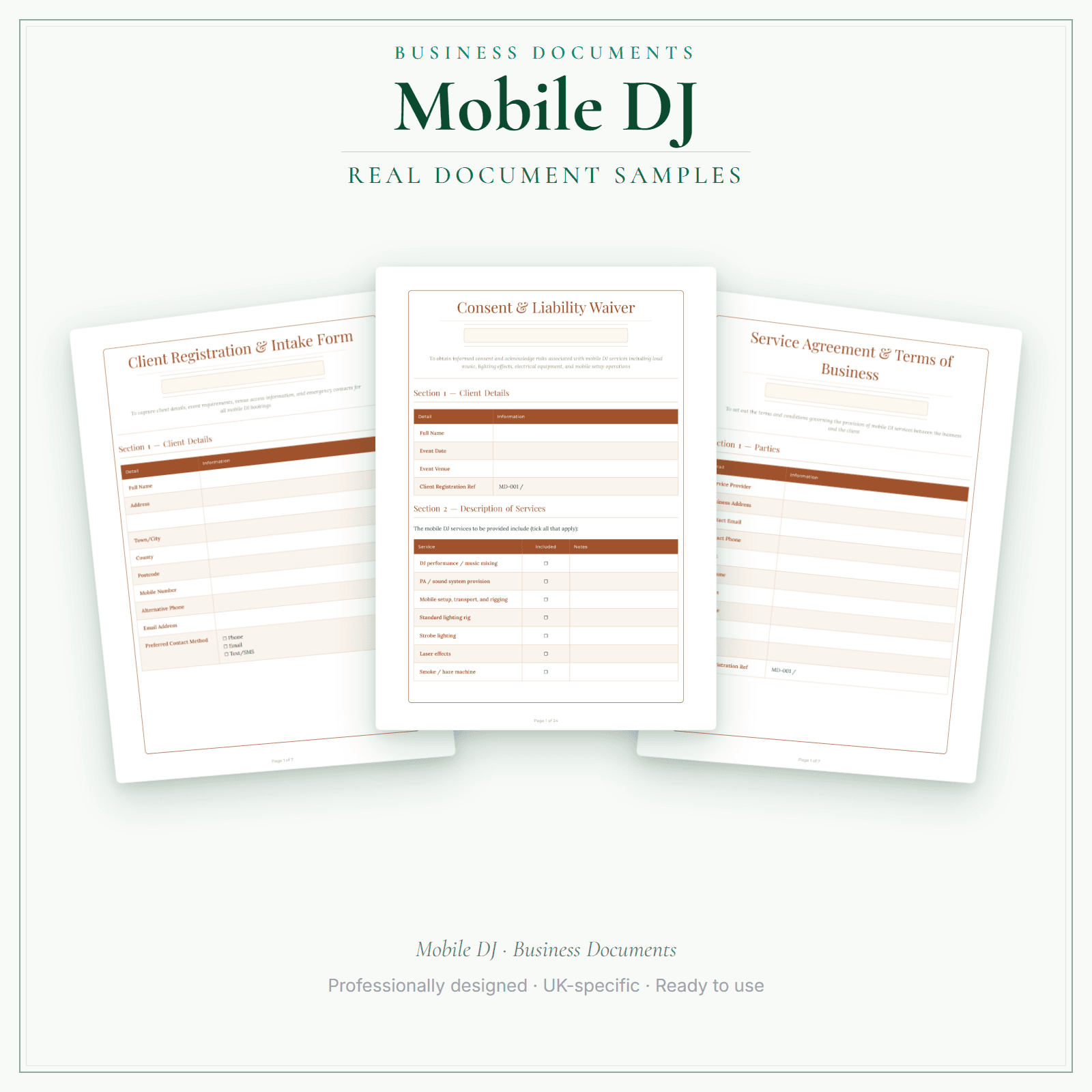 Mobile DJ — Business Documents — Premium sample pages preview