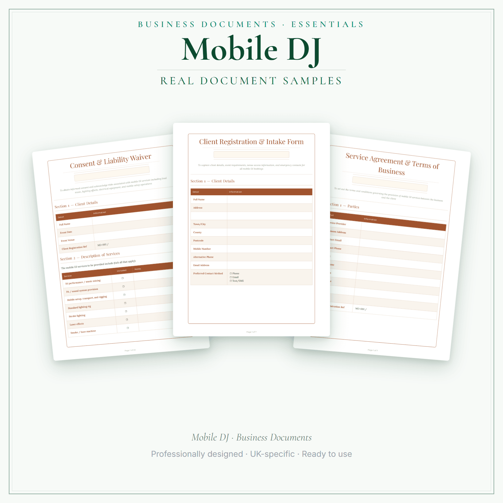 Mobile DJ — Business Documents — Essential sample pages preview