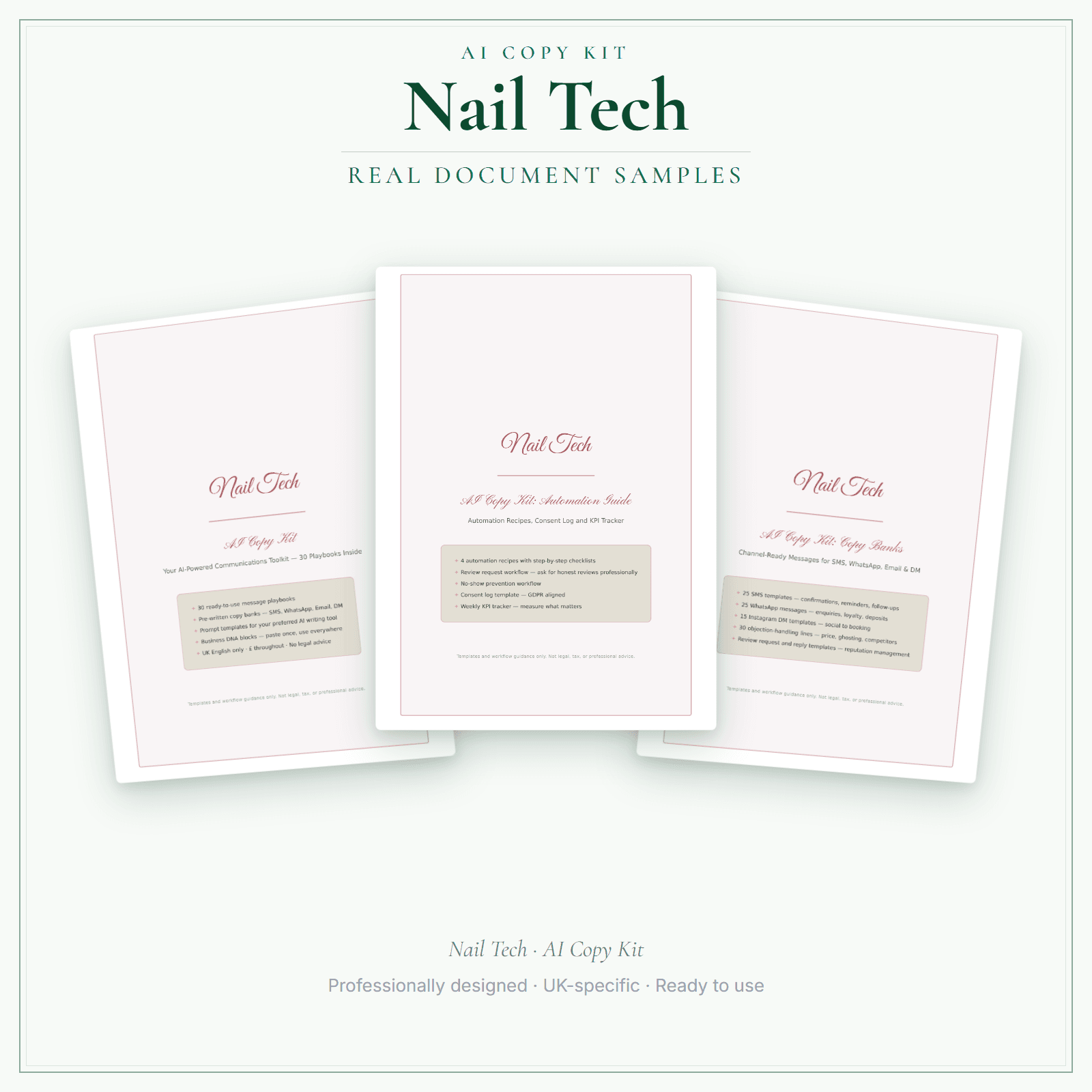 Nail Tech — AI Copy Kit sample pages preview