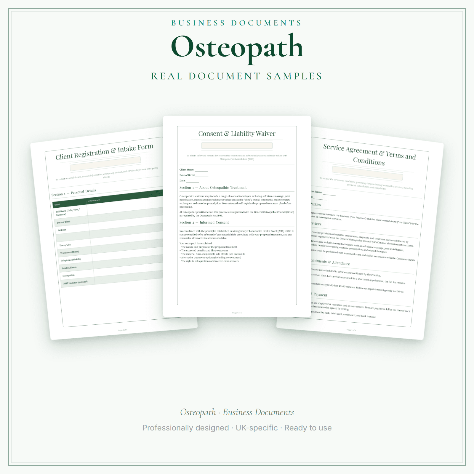 Osteopath — Business Documents — Premium sample pages preview