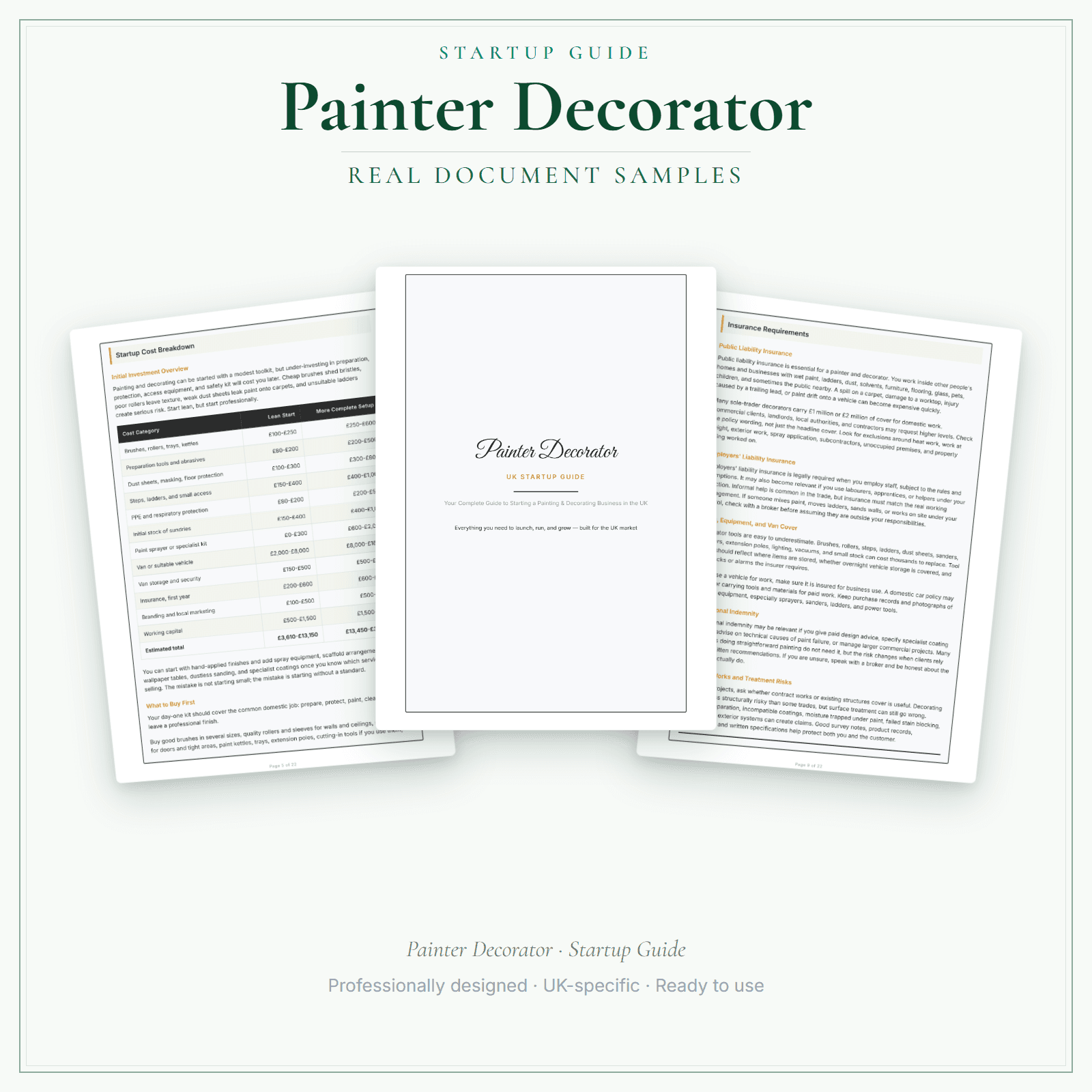 Painter Decorator — Startup Guide sample pages preview