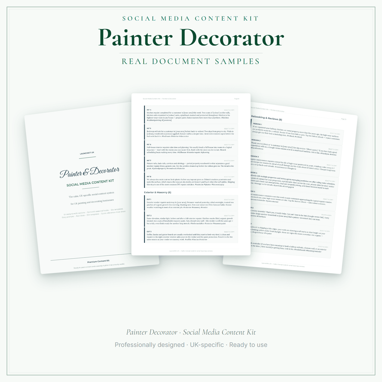 Painter Decorator — Social Media Content Kit sample pages preview