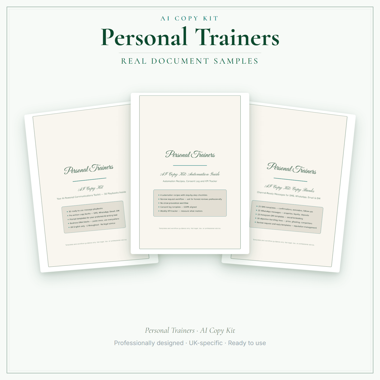 Personal Trainers — AI Copy Kit sample pages preview