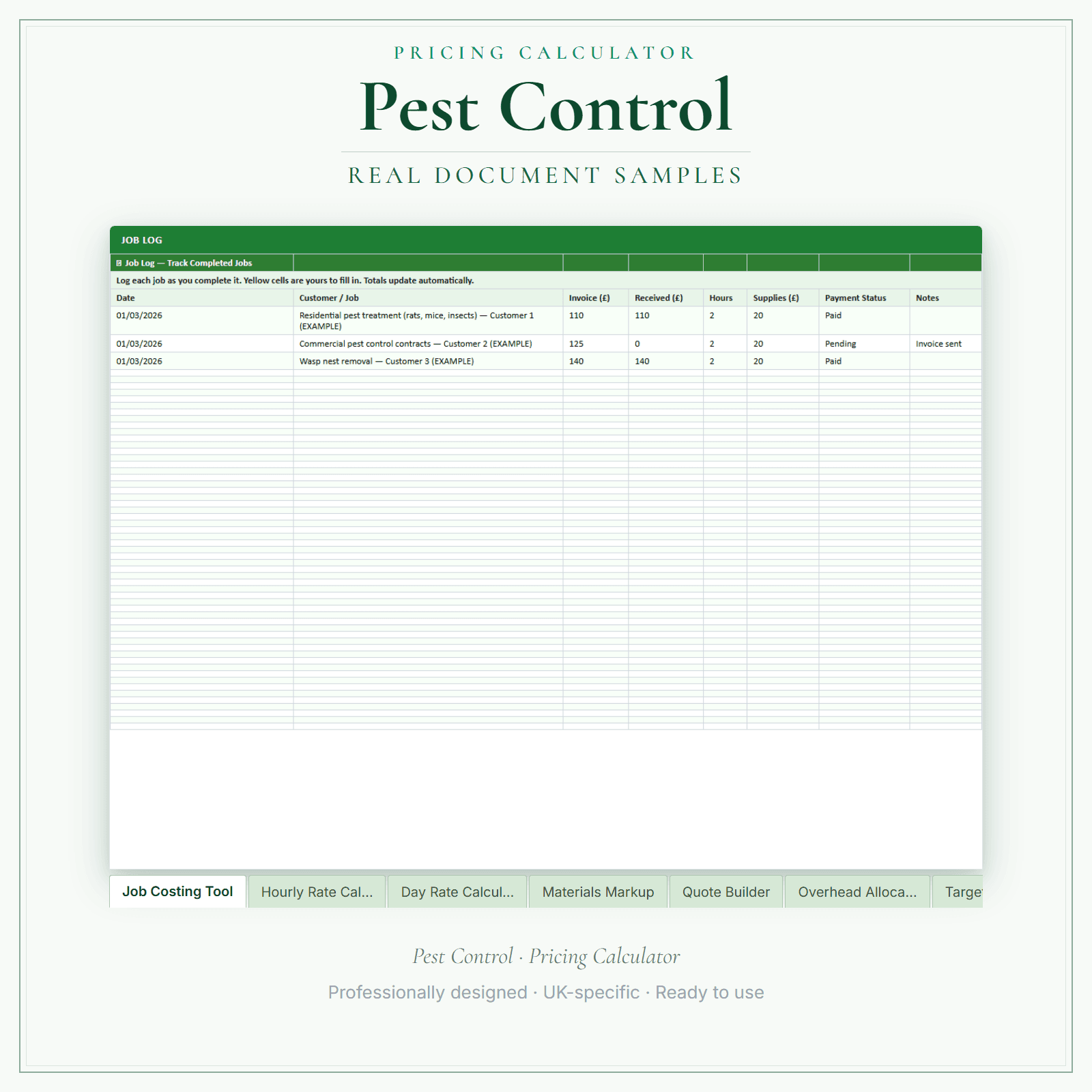Pest Control — Pricing Calculator — Premium sample pages preview