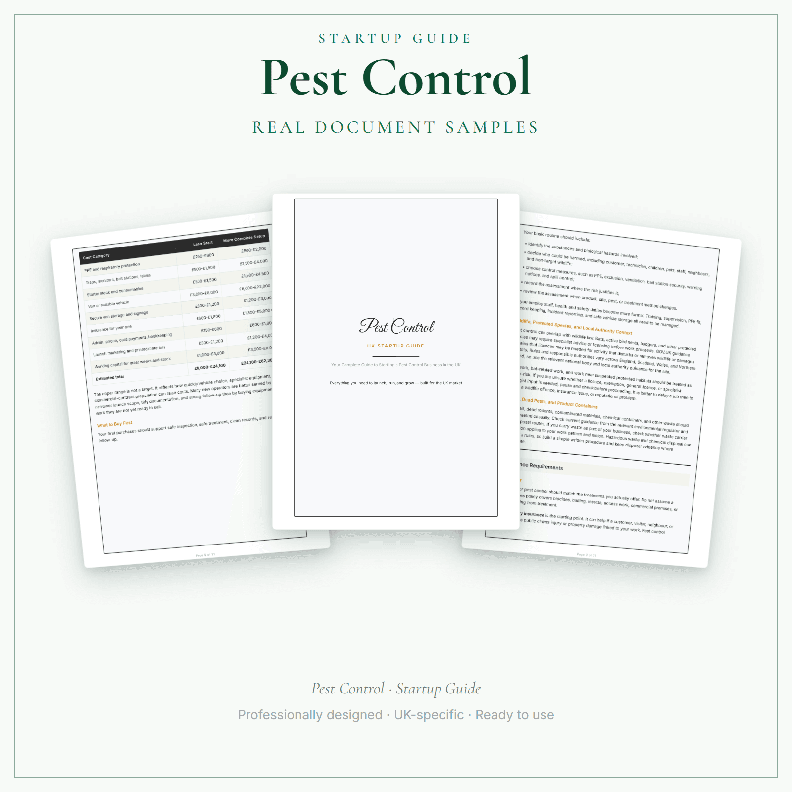 Pest Control — Startup Guide sample pages preview