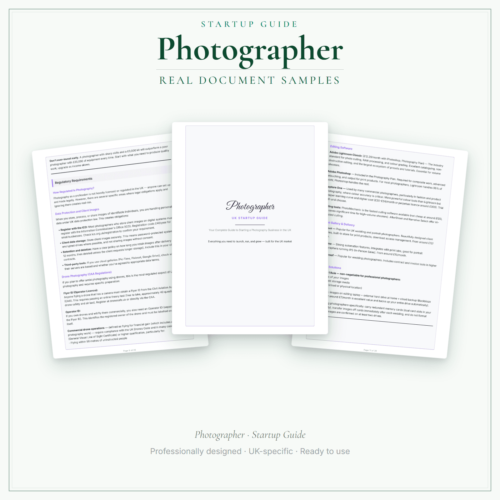 Photographer — Startup Guide sample pages preview