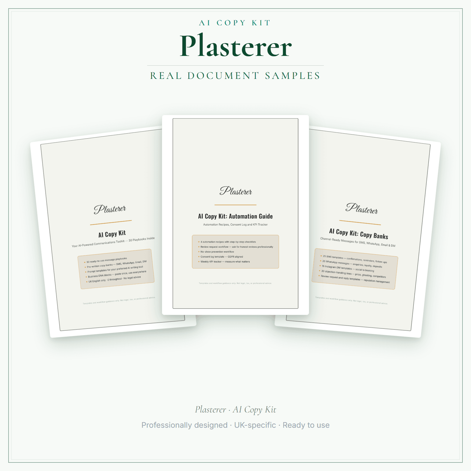 Plasterer — AI Copy Kit sample pages preview