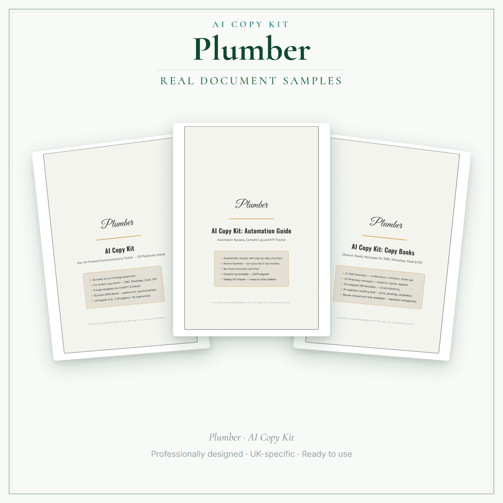 Plumber — AI Copy Kit sample pages preview