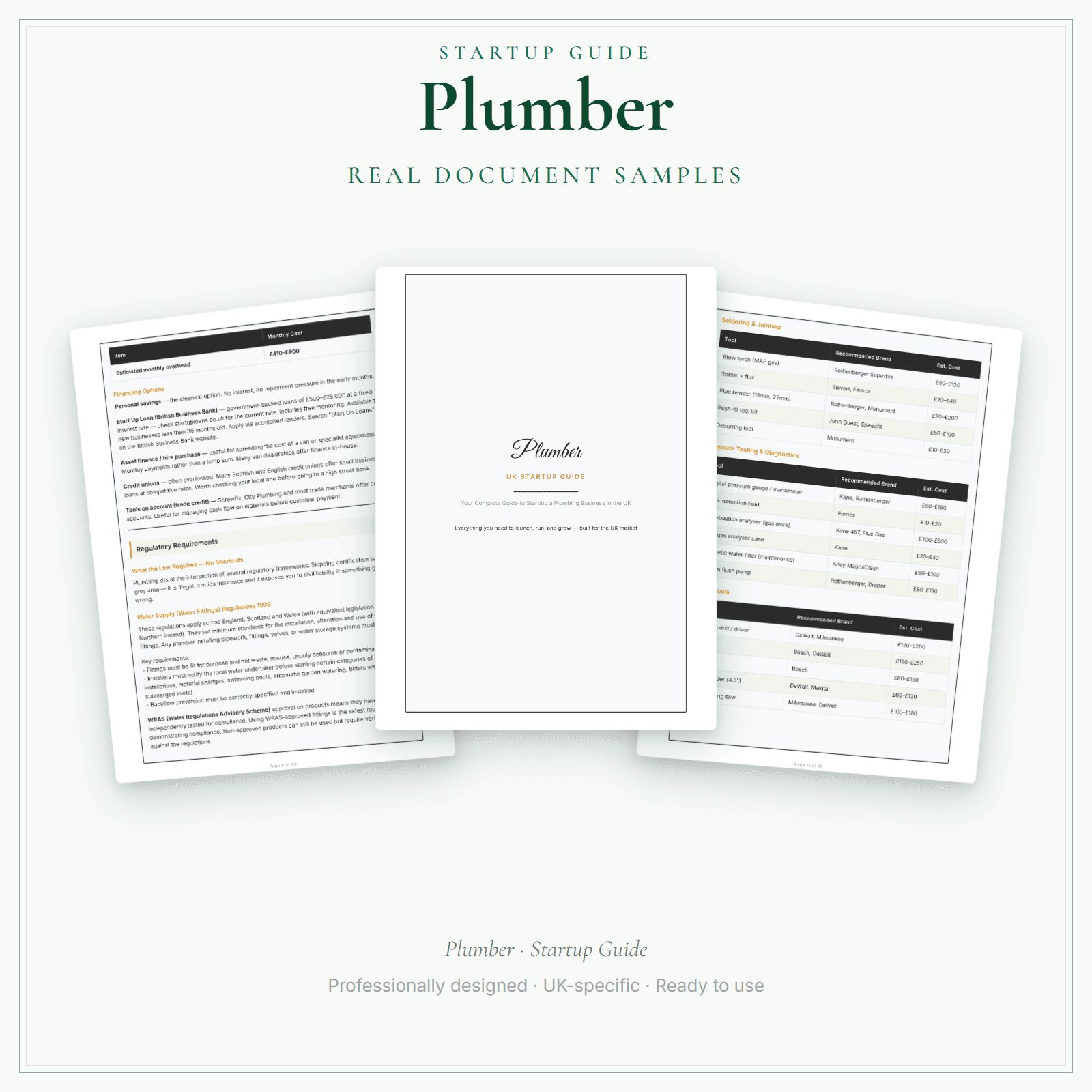 Plumber — Startup Guide sample pages preview